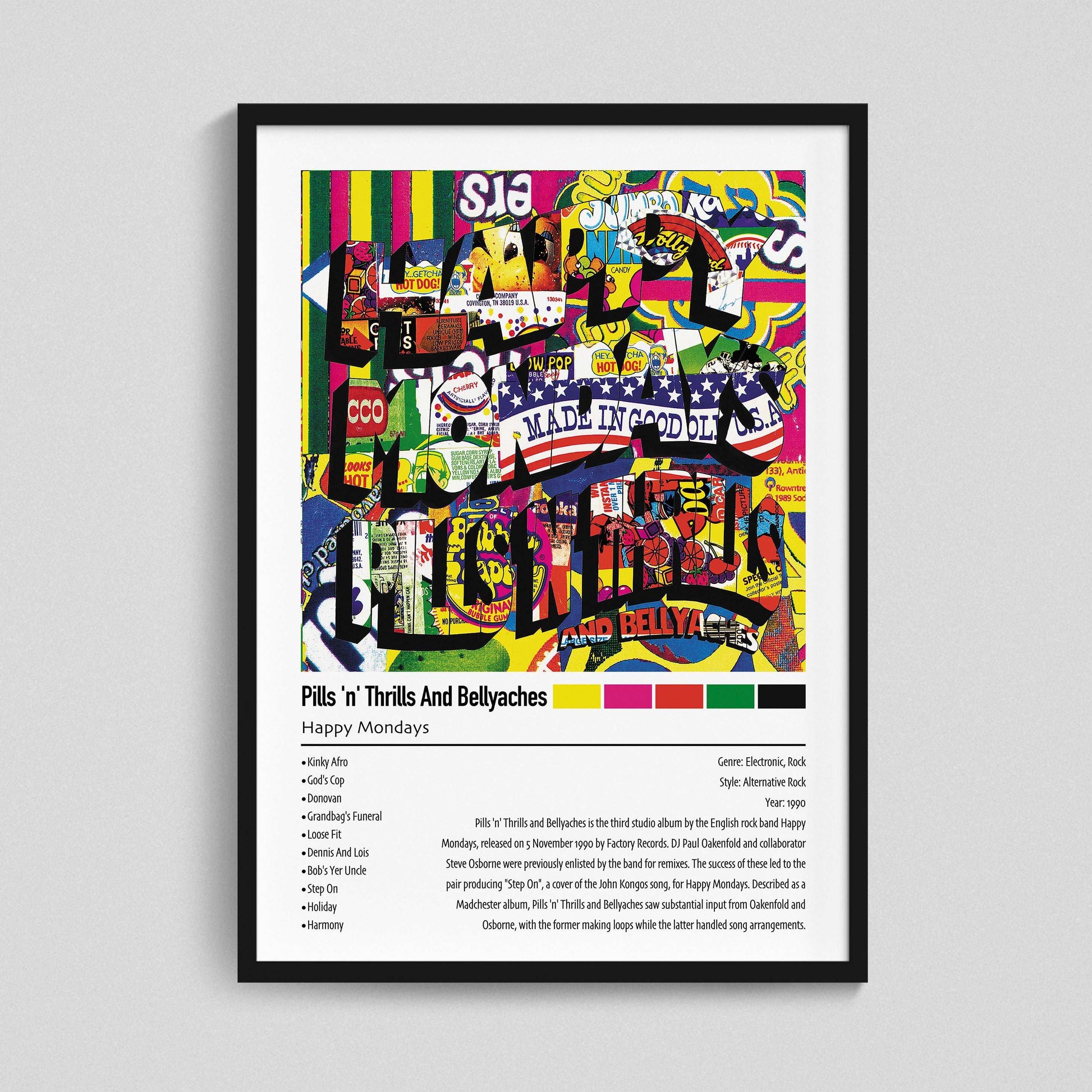 Happy Mondays | Pills 'n' Thrills And Bellyaches | Custom Album Cover Poster Print