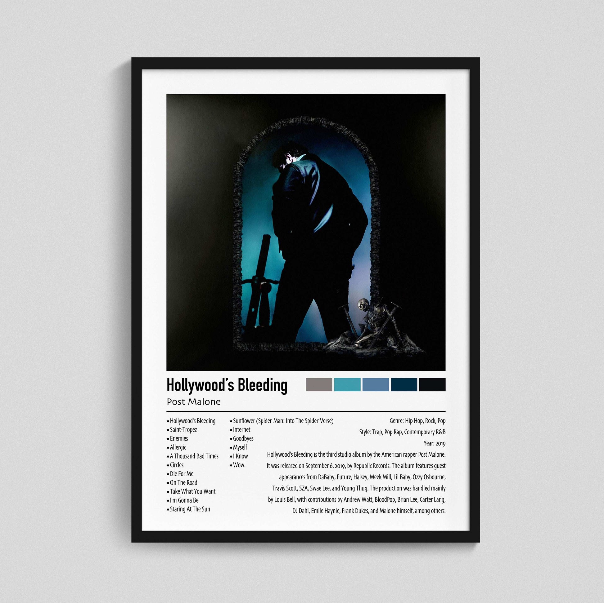 Post Malone | Hollywood's Bleeding | Custom Album Cover Poster Print
