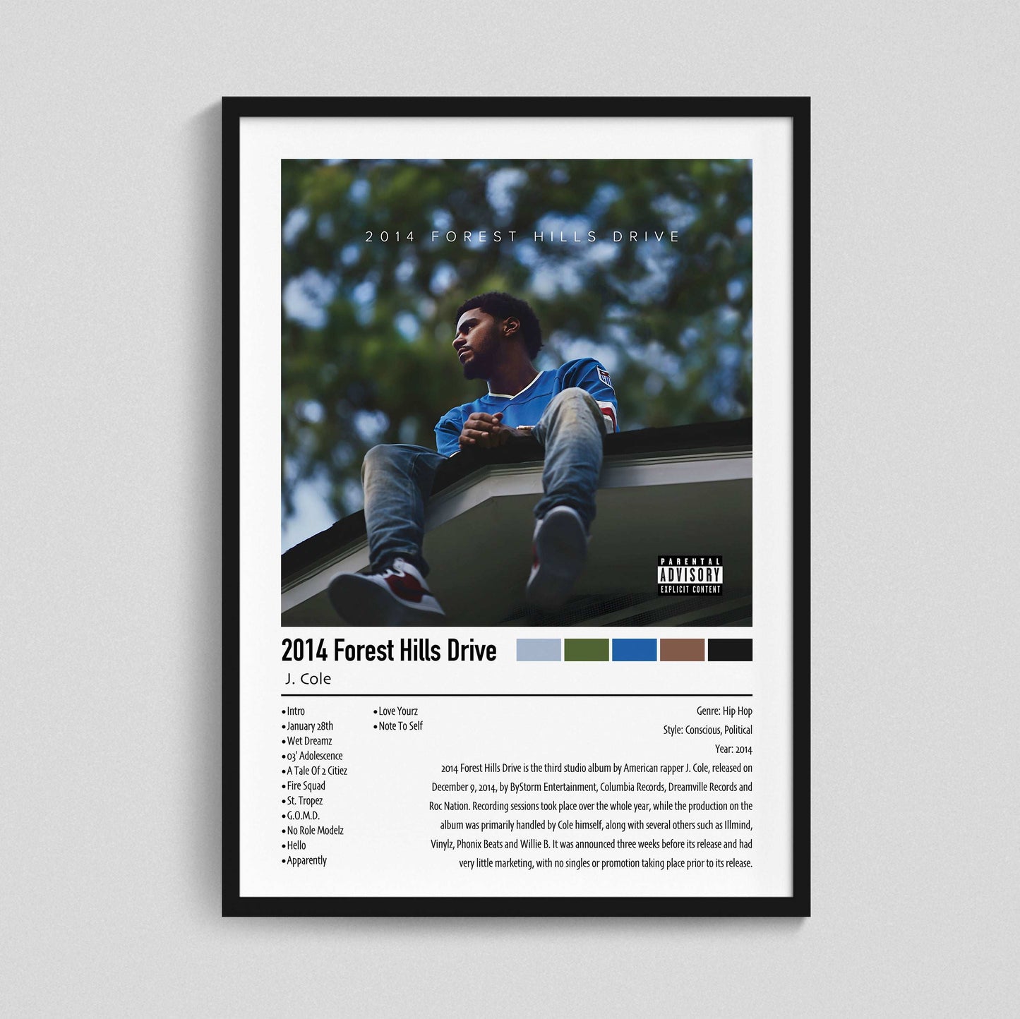 J. Cole | 2014 Forest Hills Drive | Custom Album Cover Poster Print