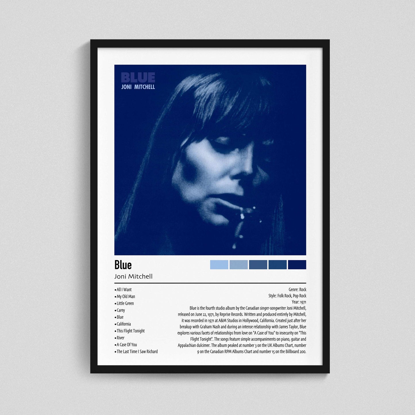 Joni Mitchell | Blue | Custom Album Cover Poster Print