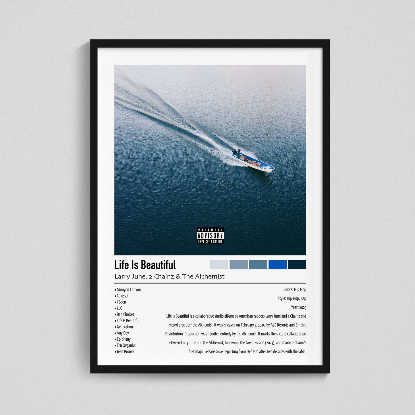 Larry June, 2 Chainz & The Alchemist | Life Is Beautiful | Custom Album Cover Poster Print