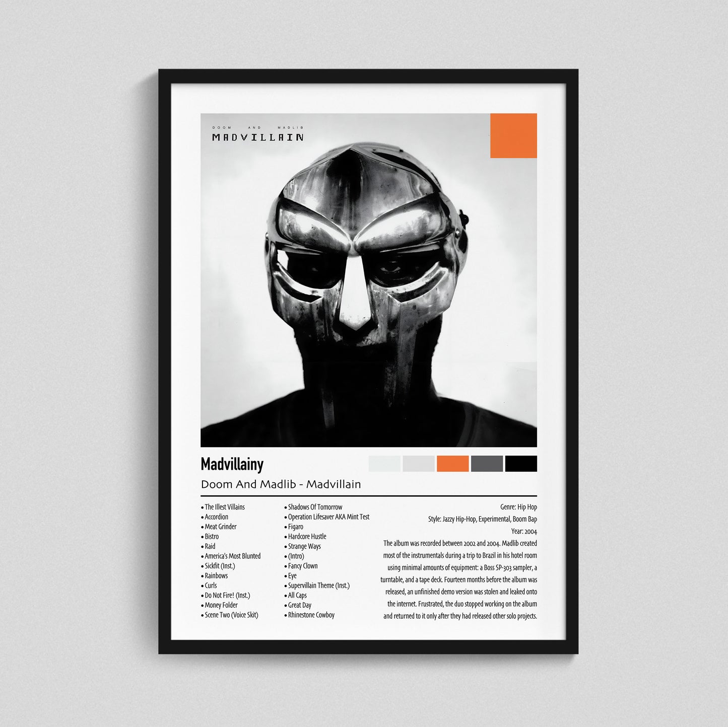 Madvillainy | Doom And Madlib - Madvillain | Custom Album Cover Poster Print