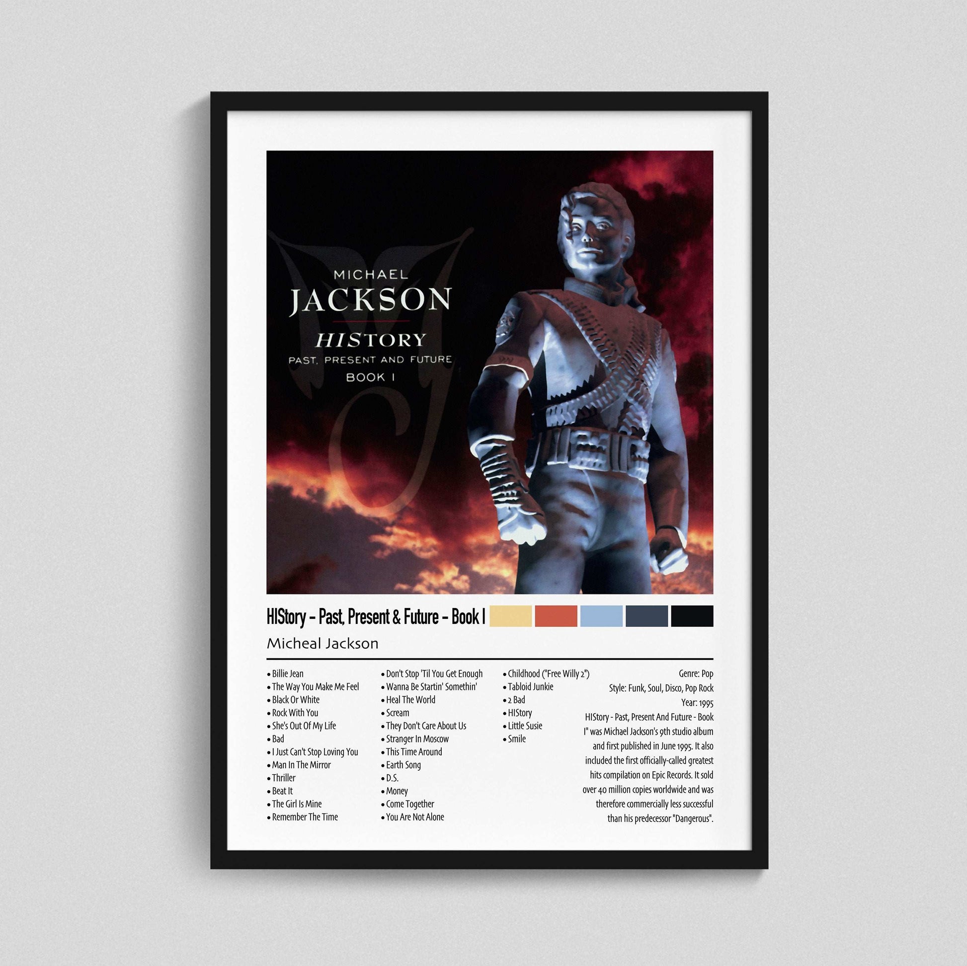 Michael Jackson | HIStory - Past Present & Future - Book I | Custom Album Cover Poster Print