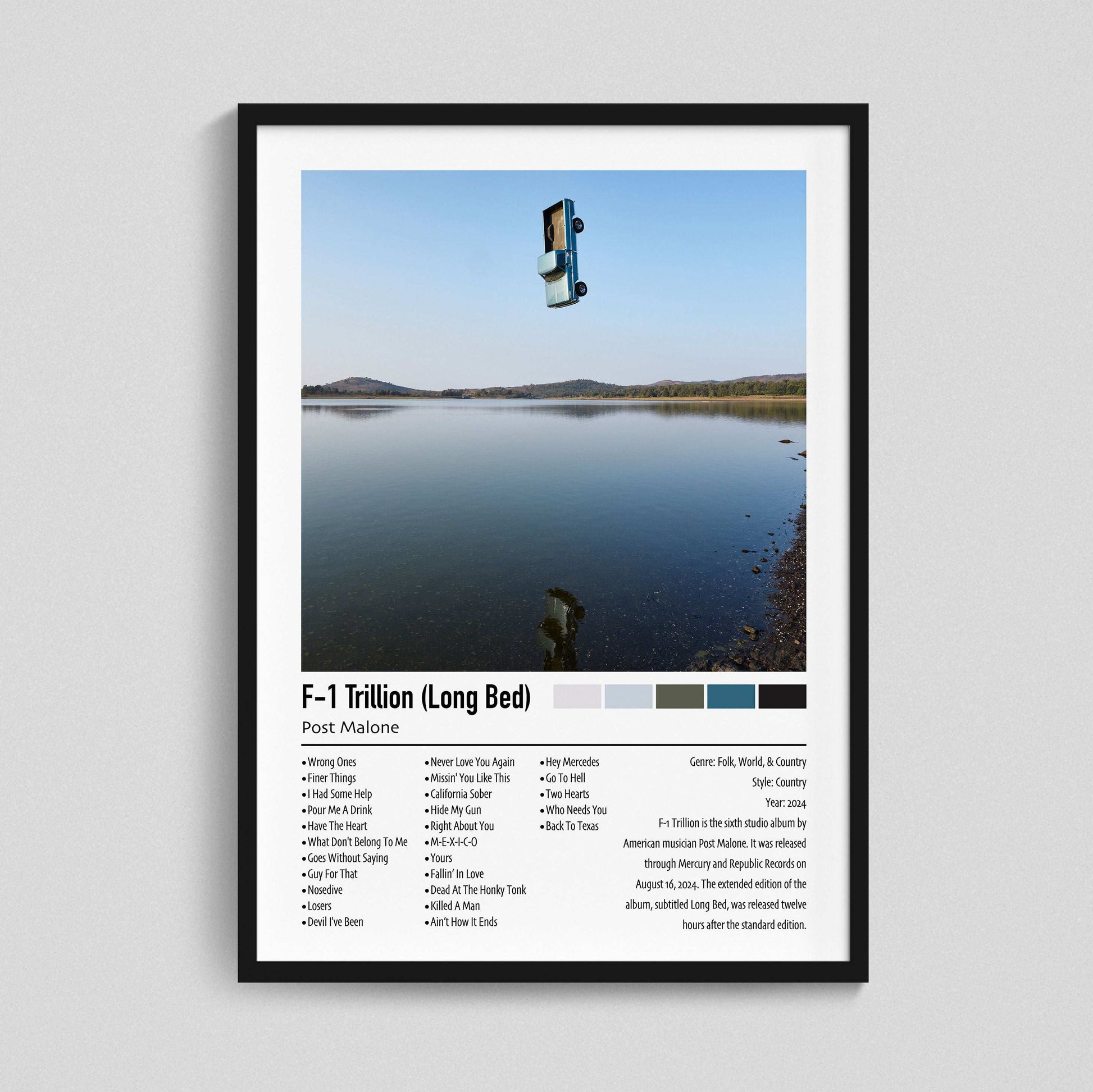 Post Malone | F-1 Trillion (Long Bed) | Custom Album Cover Poster Print