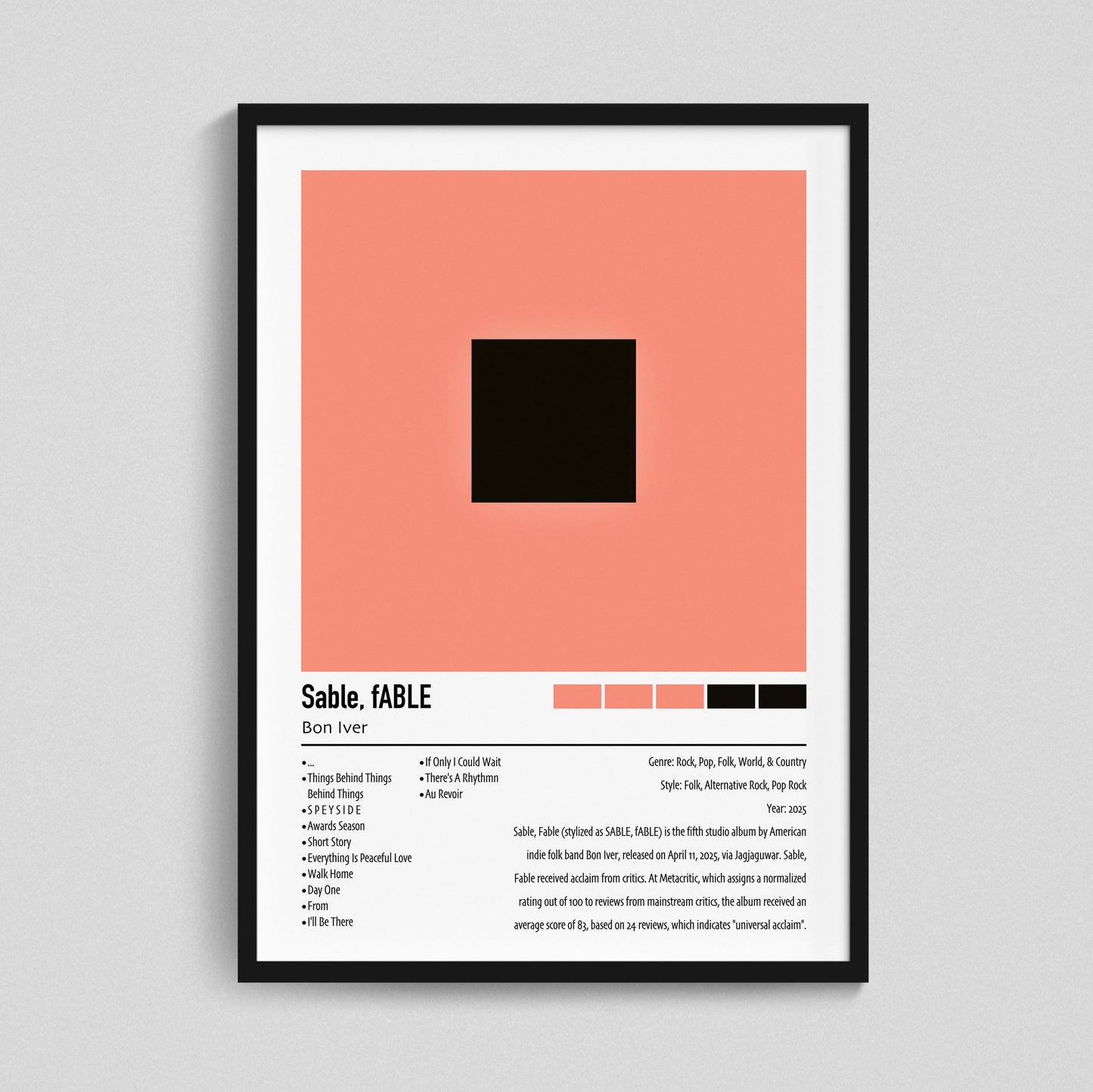 Bon Iver | Sable, fABLE | Custom Album Cover Poster Print