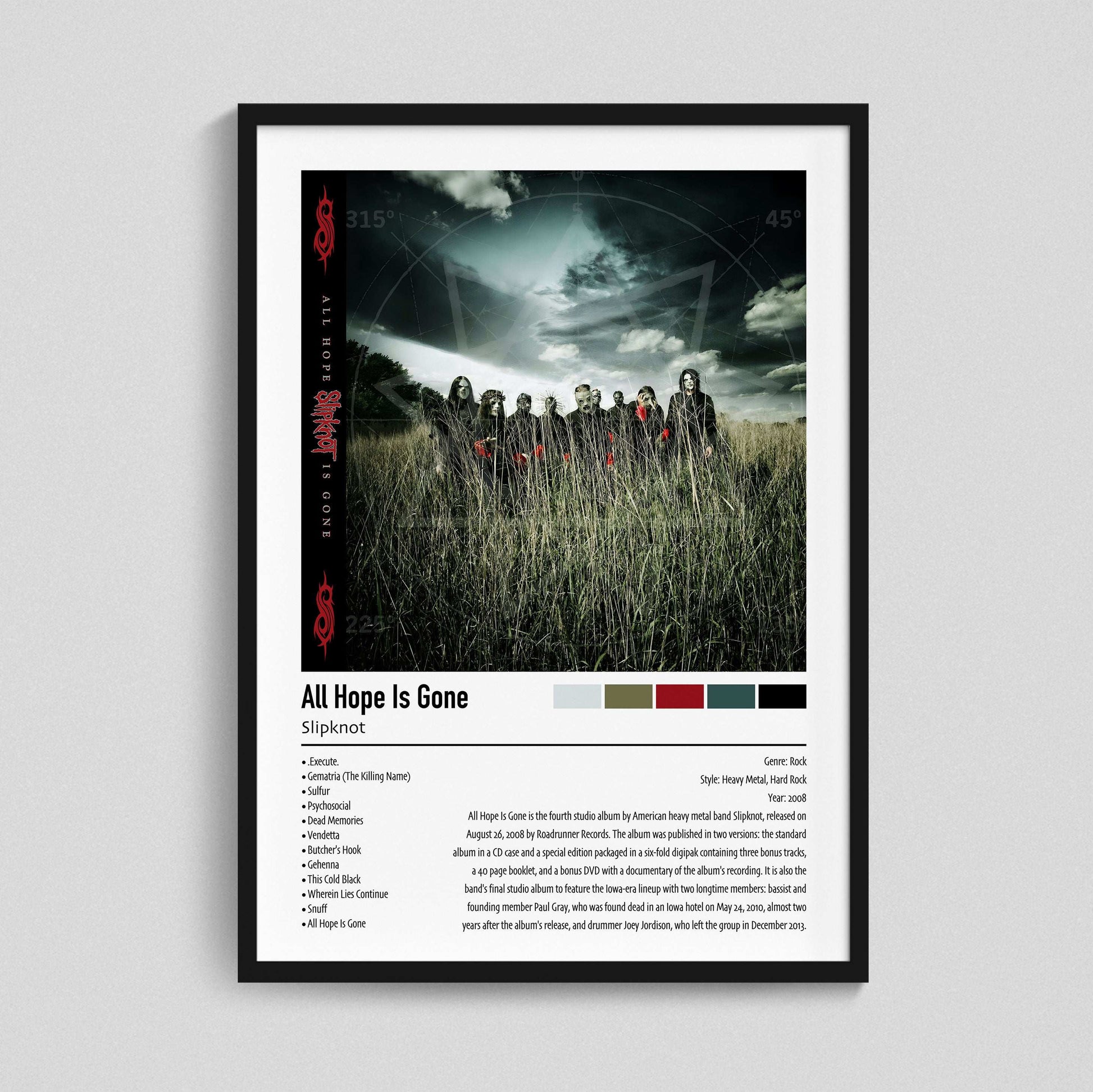 Slipknot | All Hope Is Gone | Custom Album Cover Poster Print