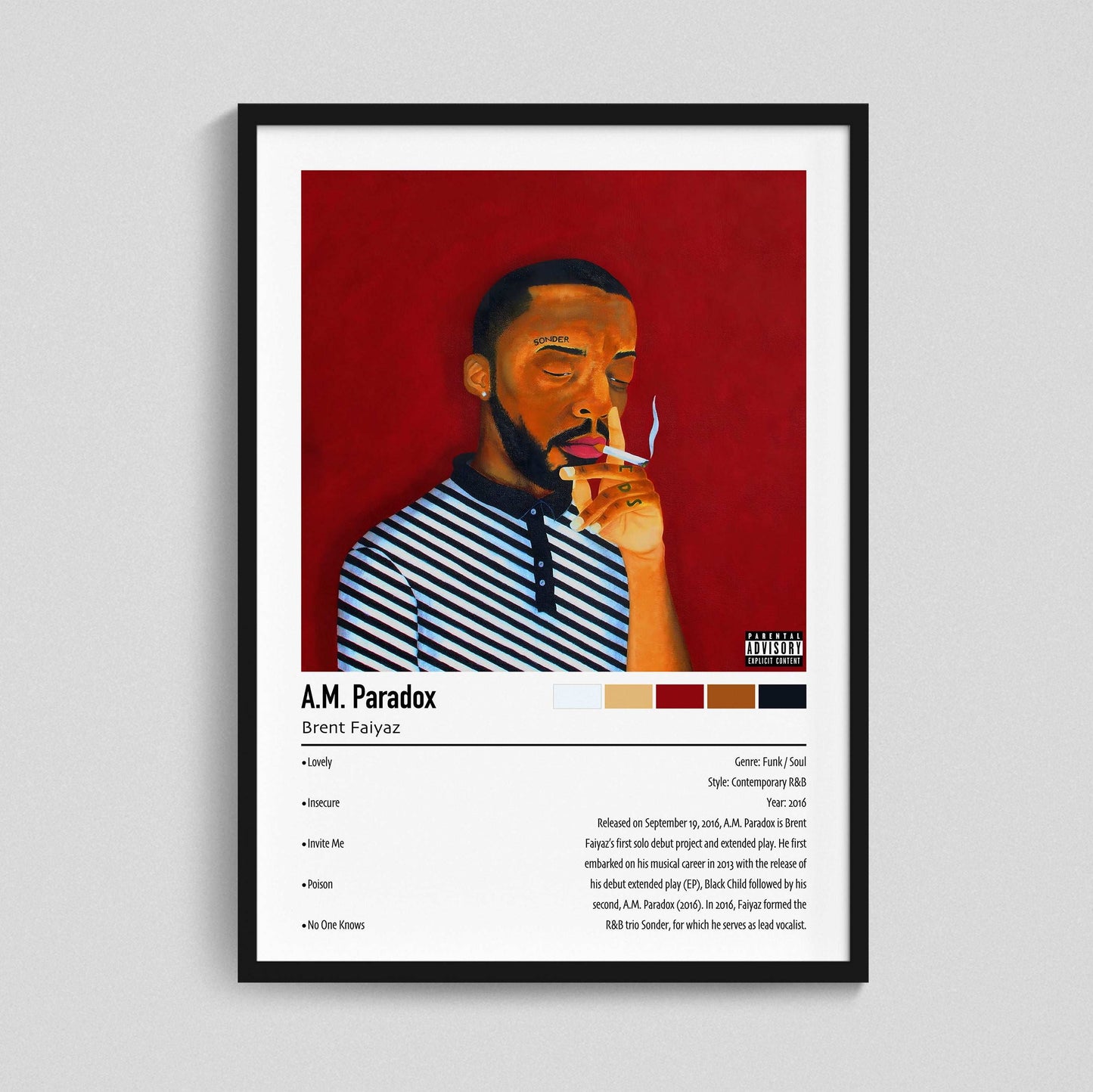 Brent Faiyaz | A.M. Paradox | Custom Album Cover Poster Print