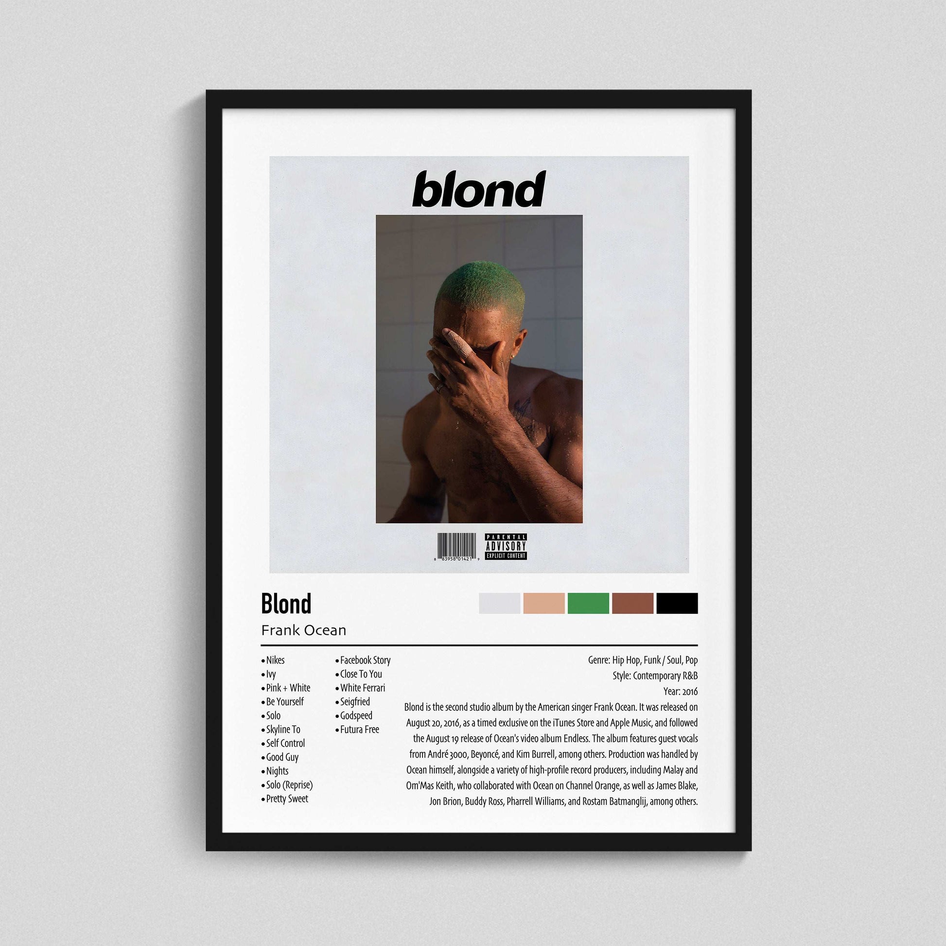 Frank Ocean | Blond | Custom Album Cover Poster Print