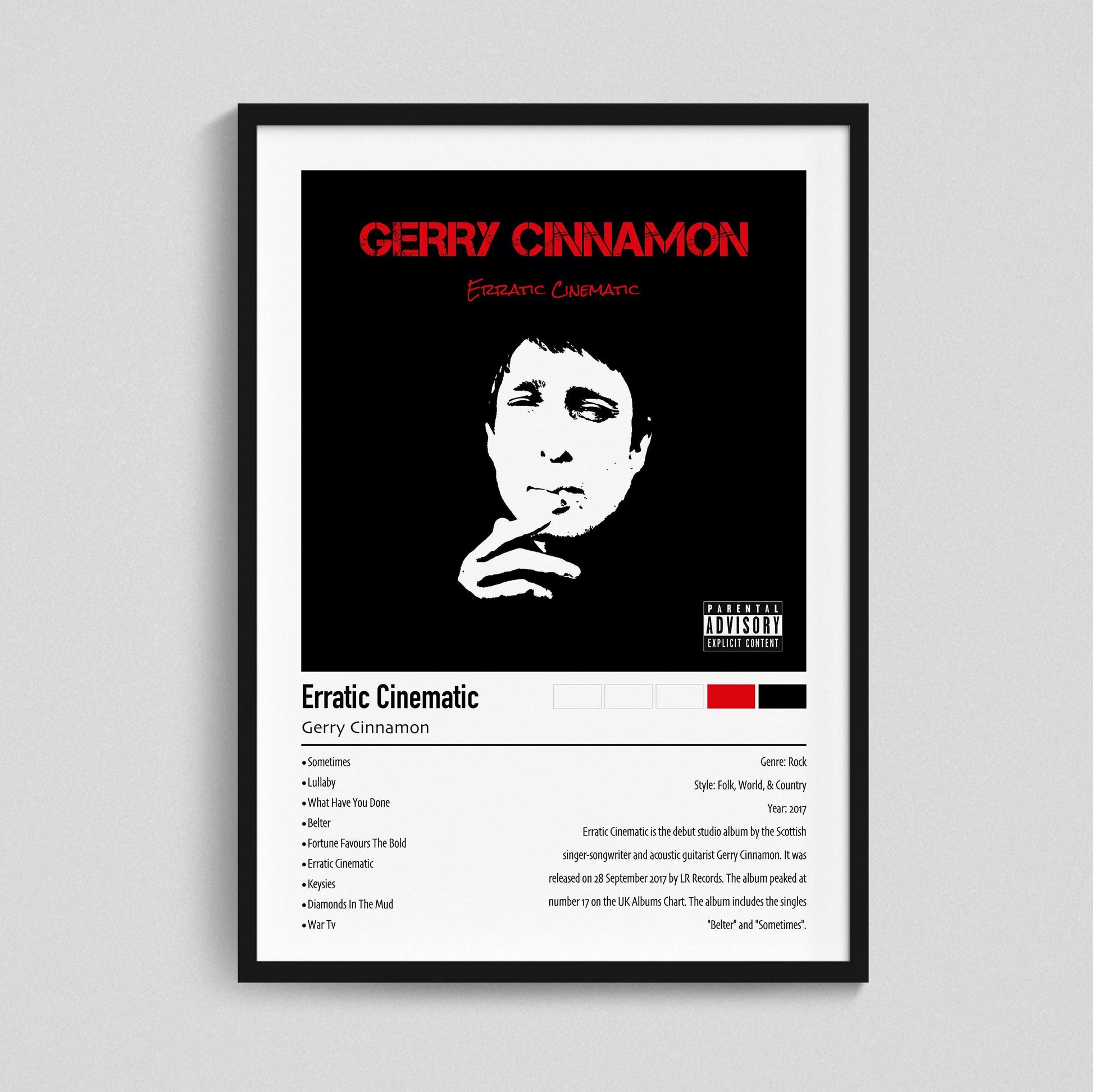 Gerry Cinnamon | Erratic Cinematic | Custom Album Cover Poster Print