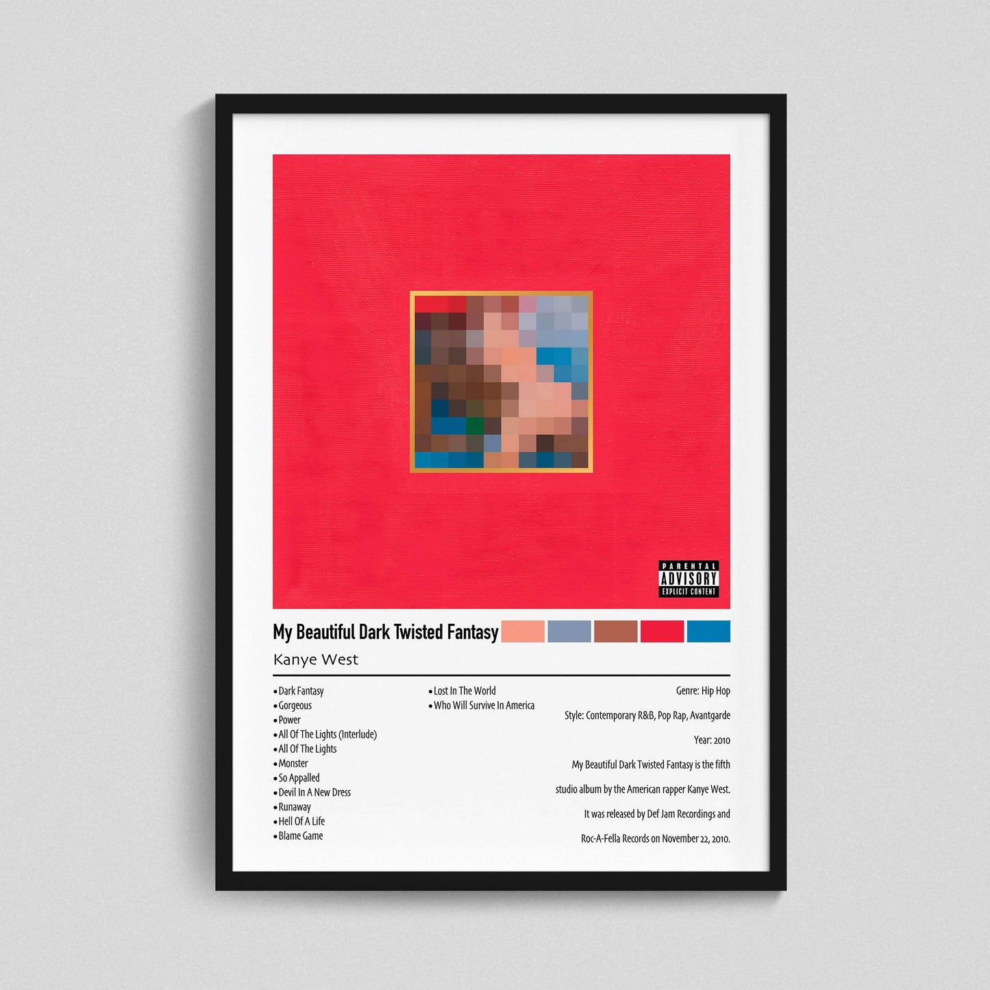 Kanye West | My Beautiful Dark Twisted Fantasy | Custom Album Cover Poster Print