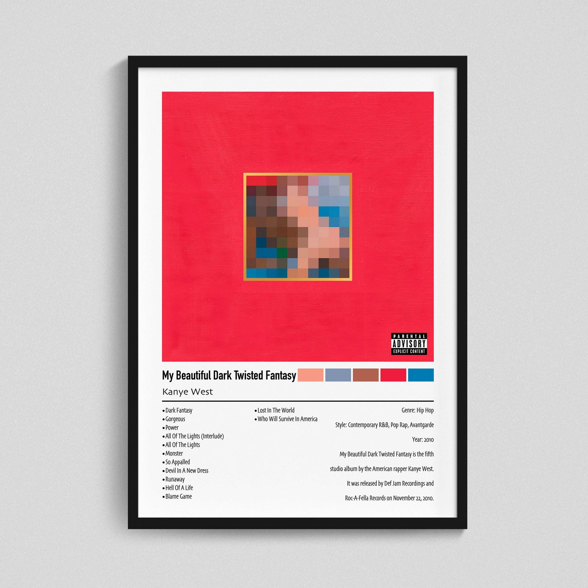 Kanye West | My Beautiful Dark Twisted Fantasy | Custom Album Cover Poster Print