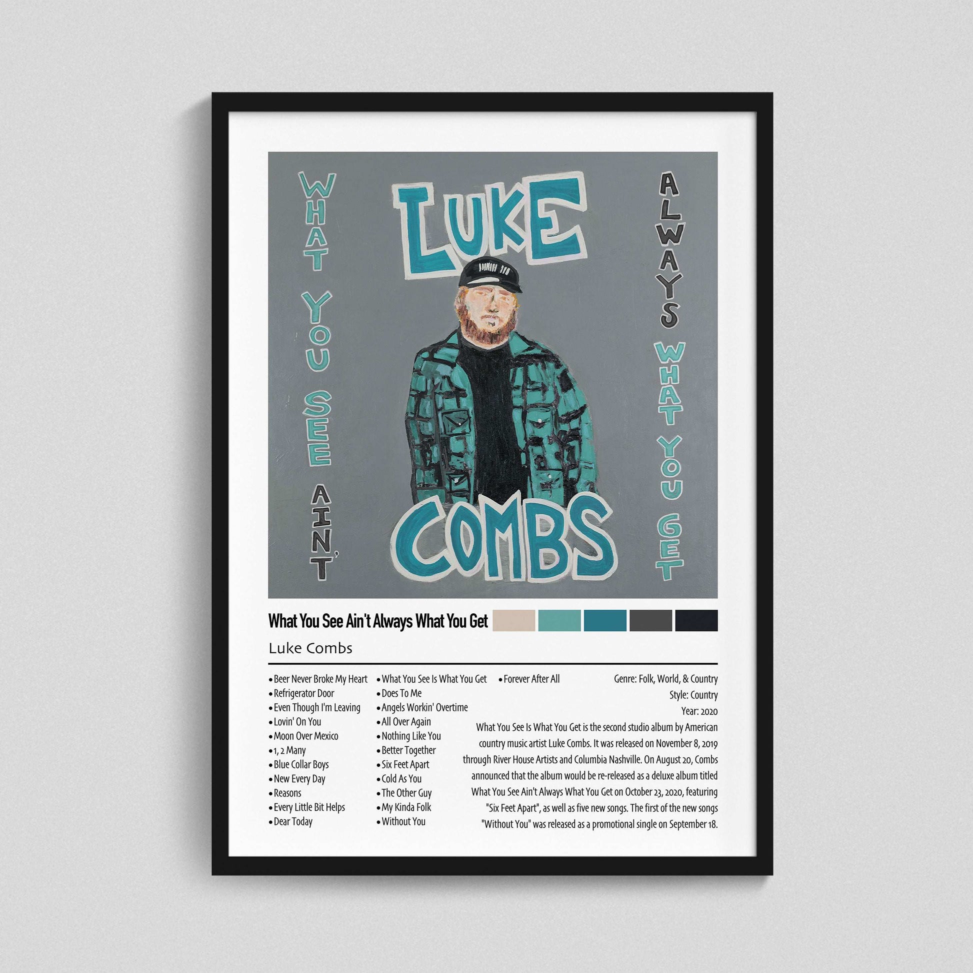 Luke Combs | What You See Ain't Always What You Get | Custom Album Cover Poster Print
