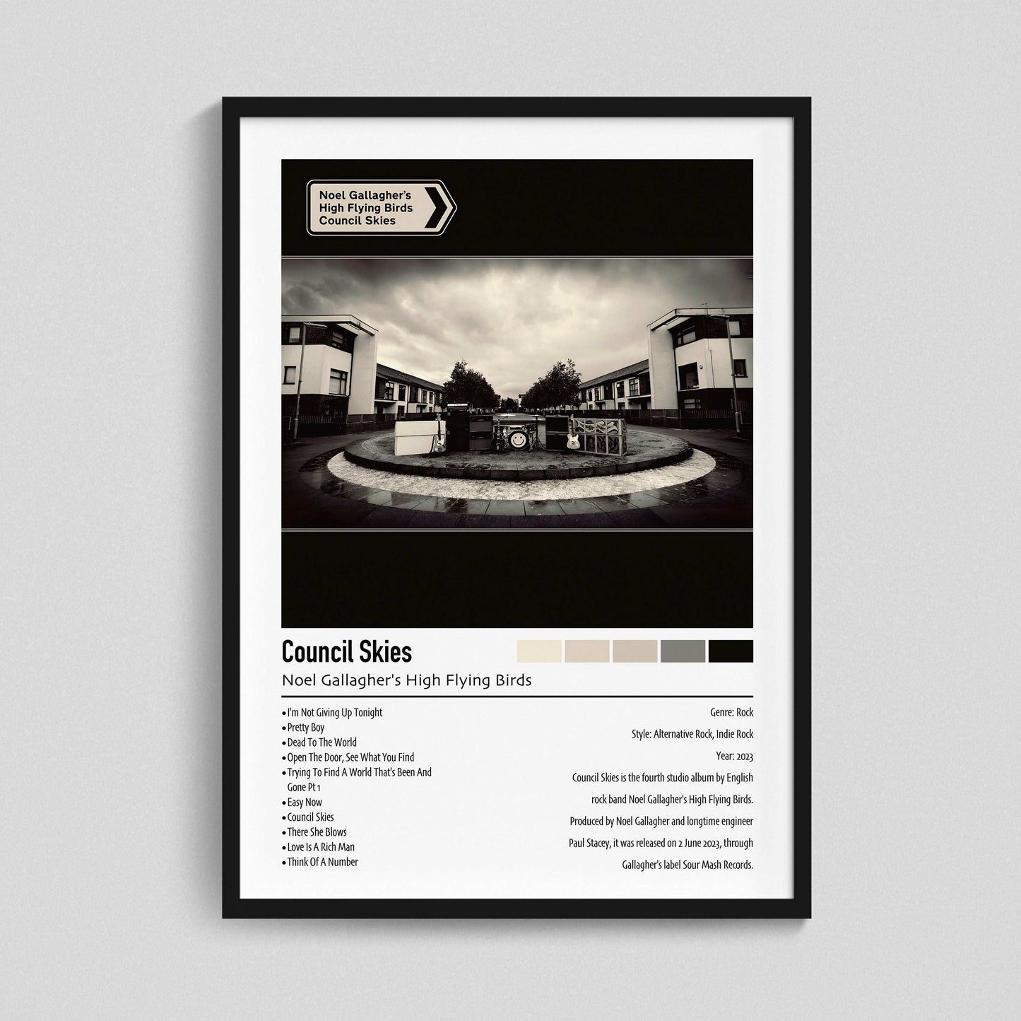 Noel Gallagher's High Flying Birds | Council Skies | Custom Album Cover Poster Print