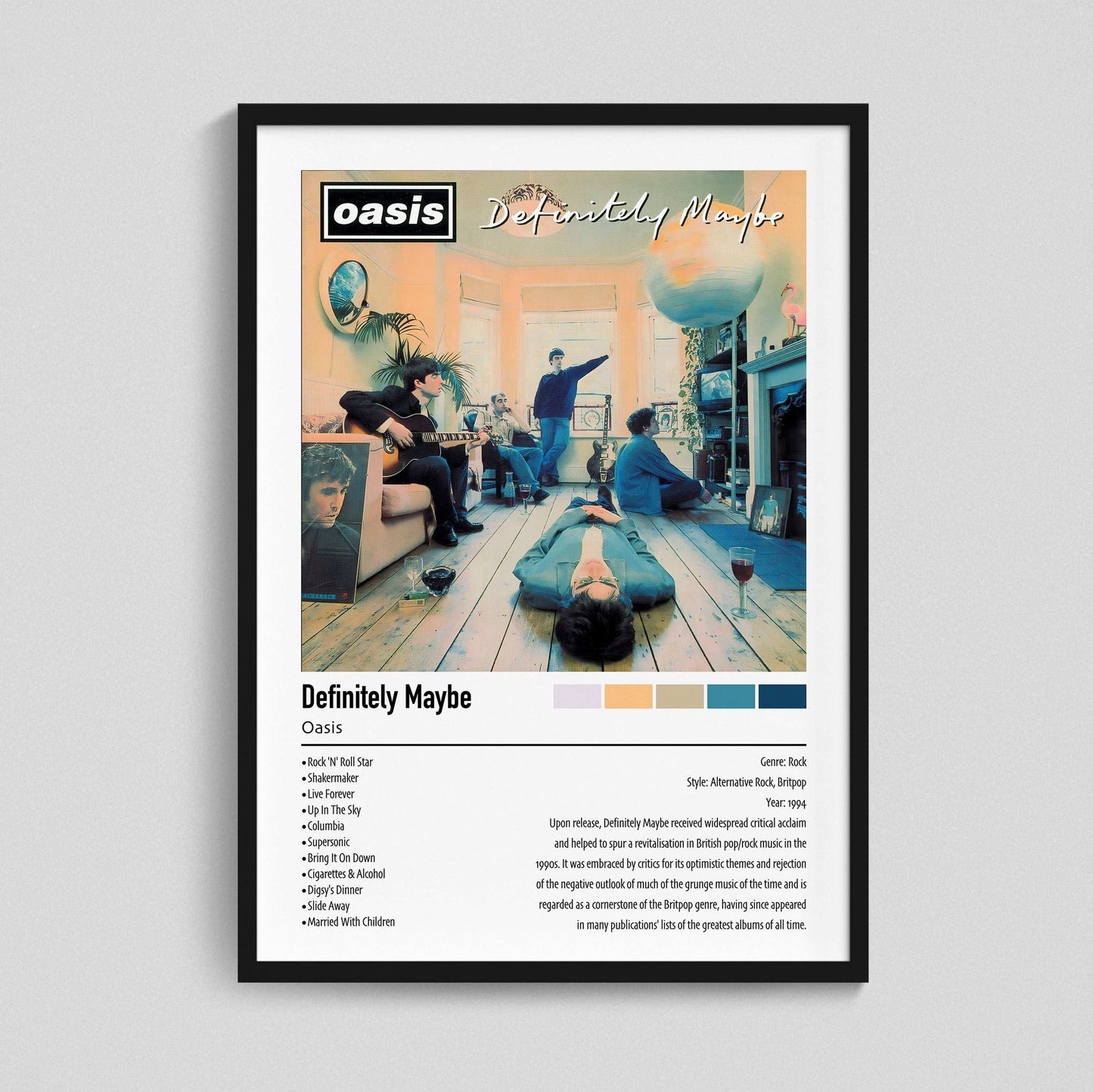 Oasis | Definitely Maybe | Custom Album Cover Poster Print