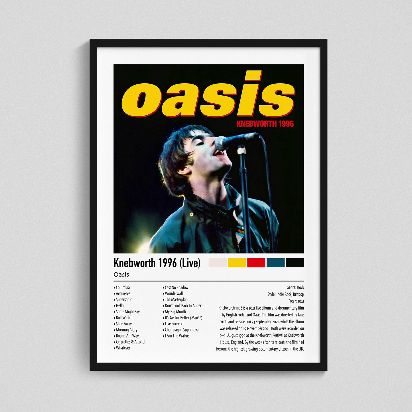Oasis | Knebworth 1996 (Live) | Custom Album Cover Poster Print