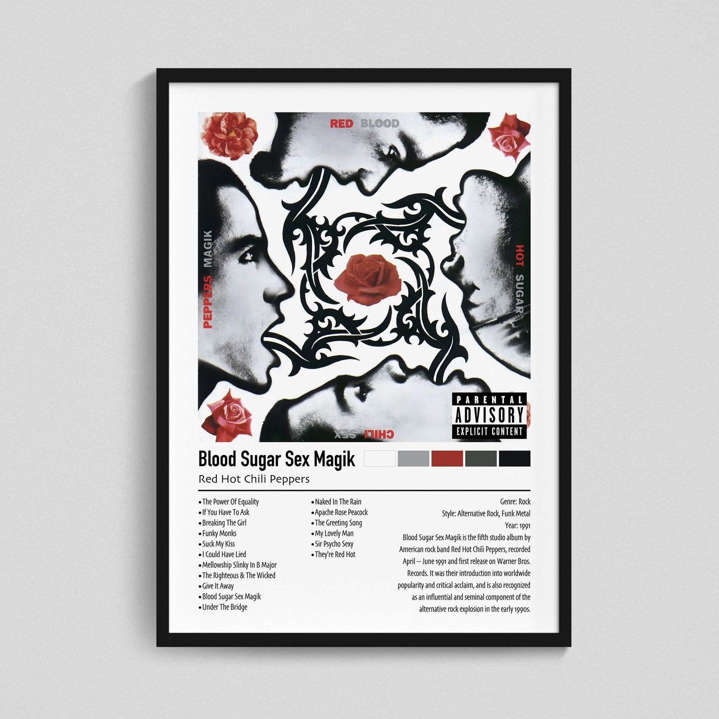 Red Hot Chill Peppers | Blood Sugar Sex Magik | Custom Album Cover Poster Print