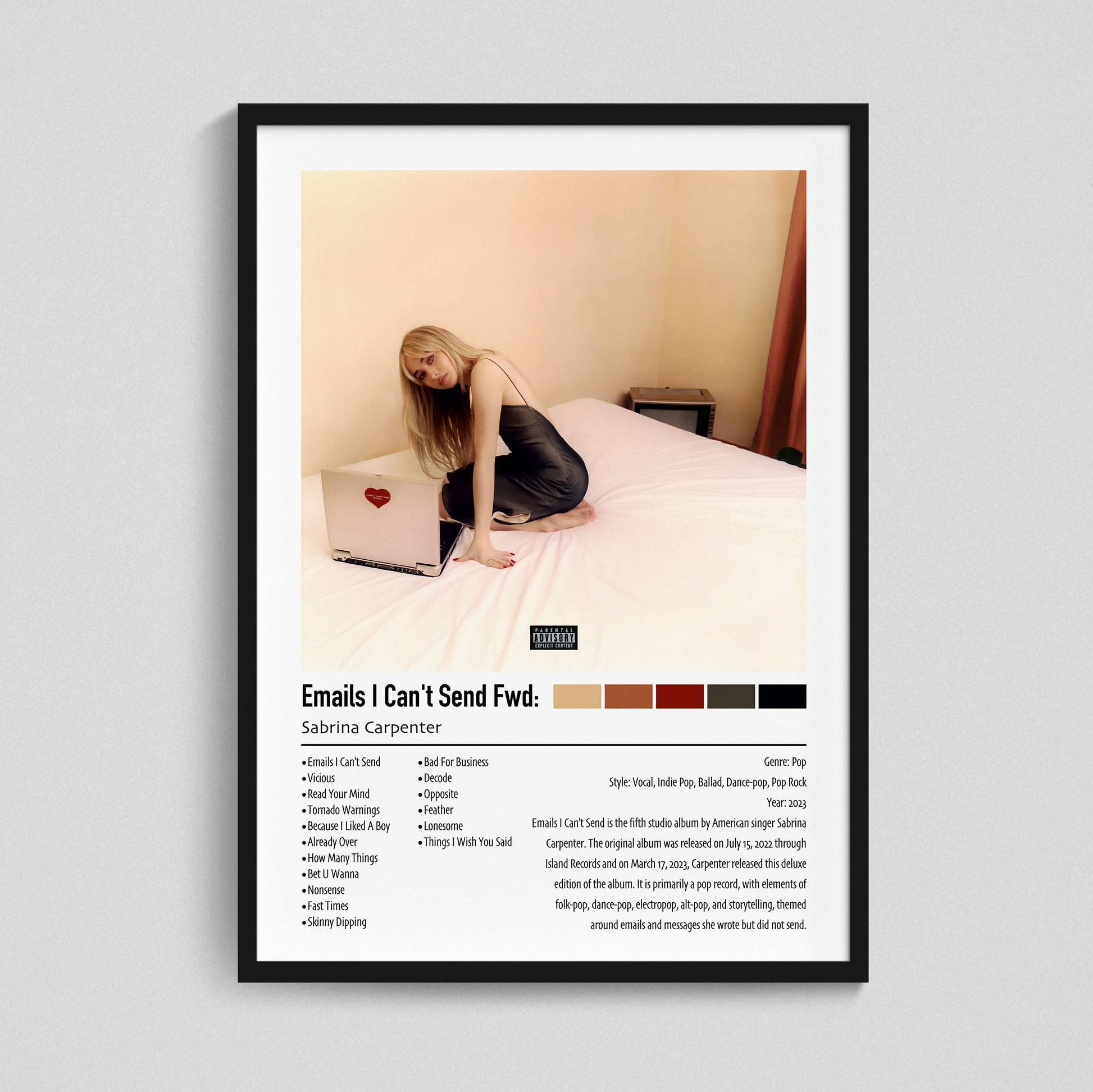 Sabrina Carpenter | Emails I Can't Send Fwd: | Custom Album Cover Poster Print