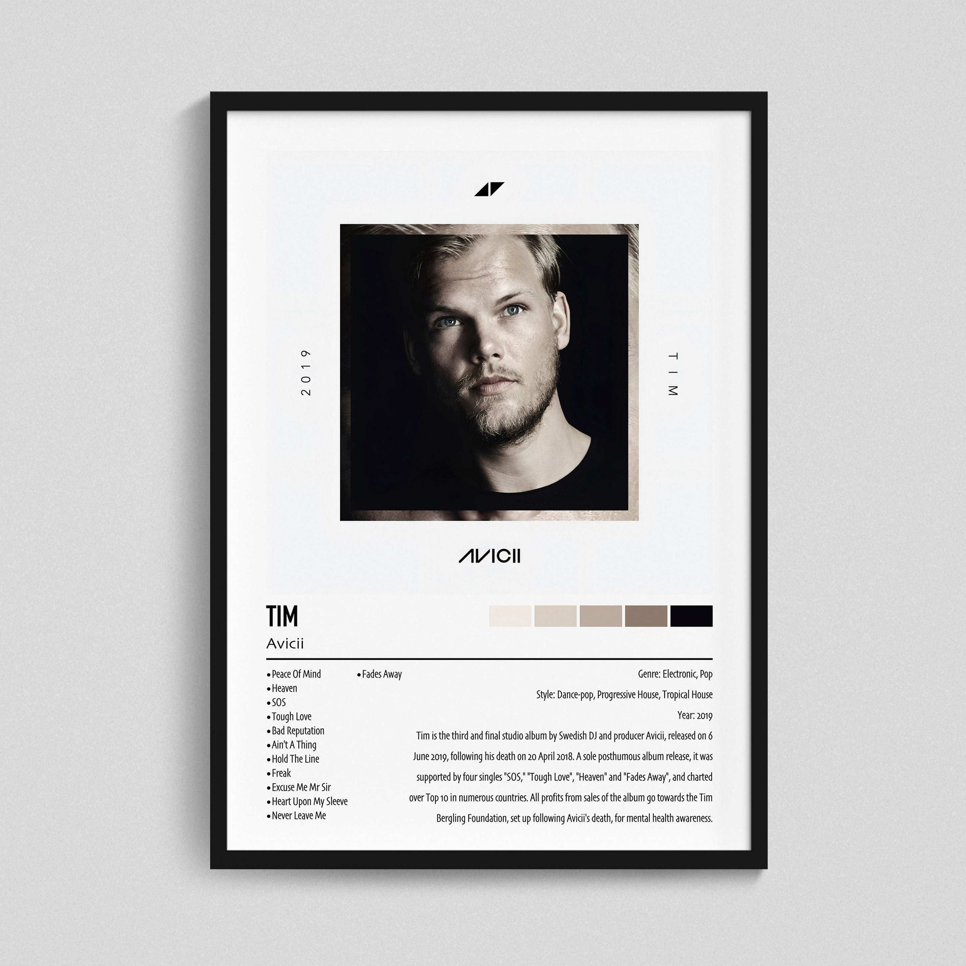 Avicii | TIM | Custom Album Cover Poster Print