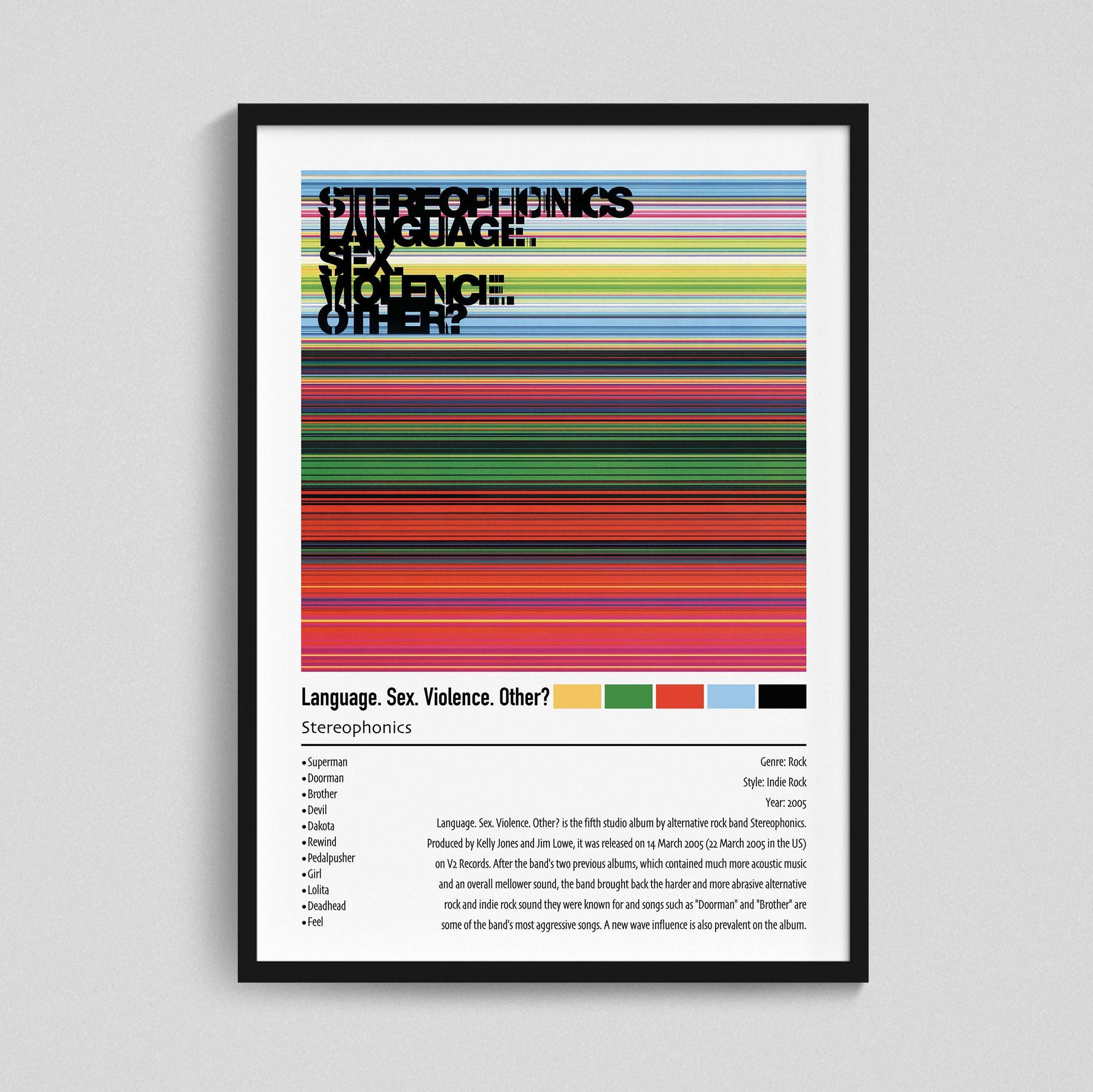 Stereophonics | Language. Sex. Violence. Other | Custom Album Cover Poster Print