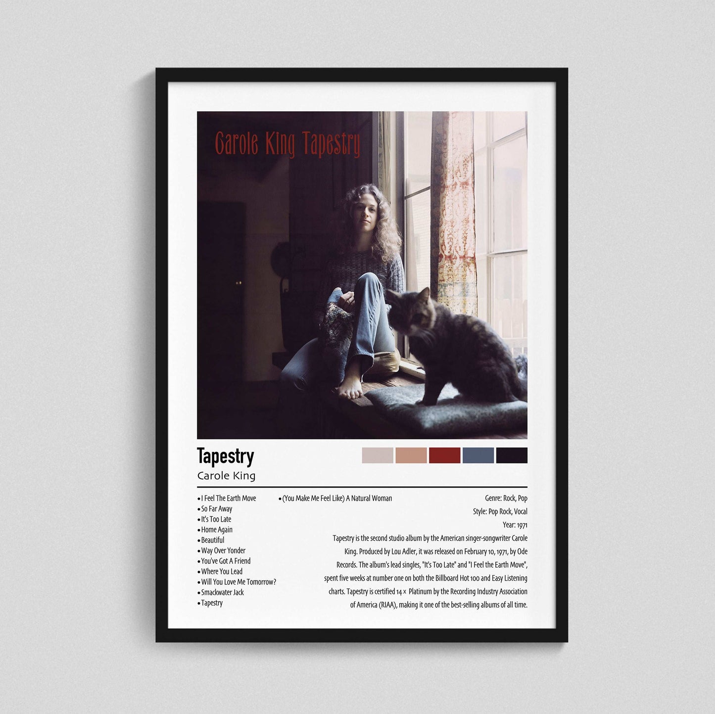 Carole King | Tapestry | Custom Album Cover Poster Print