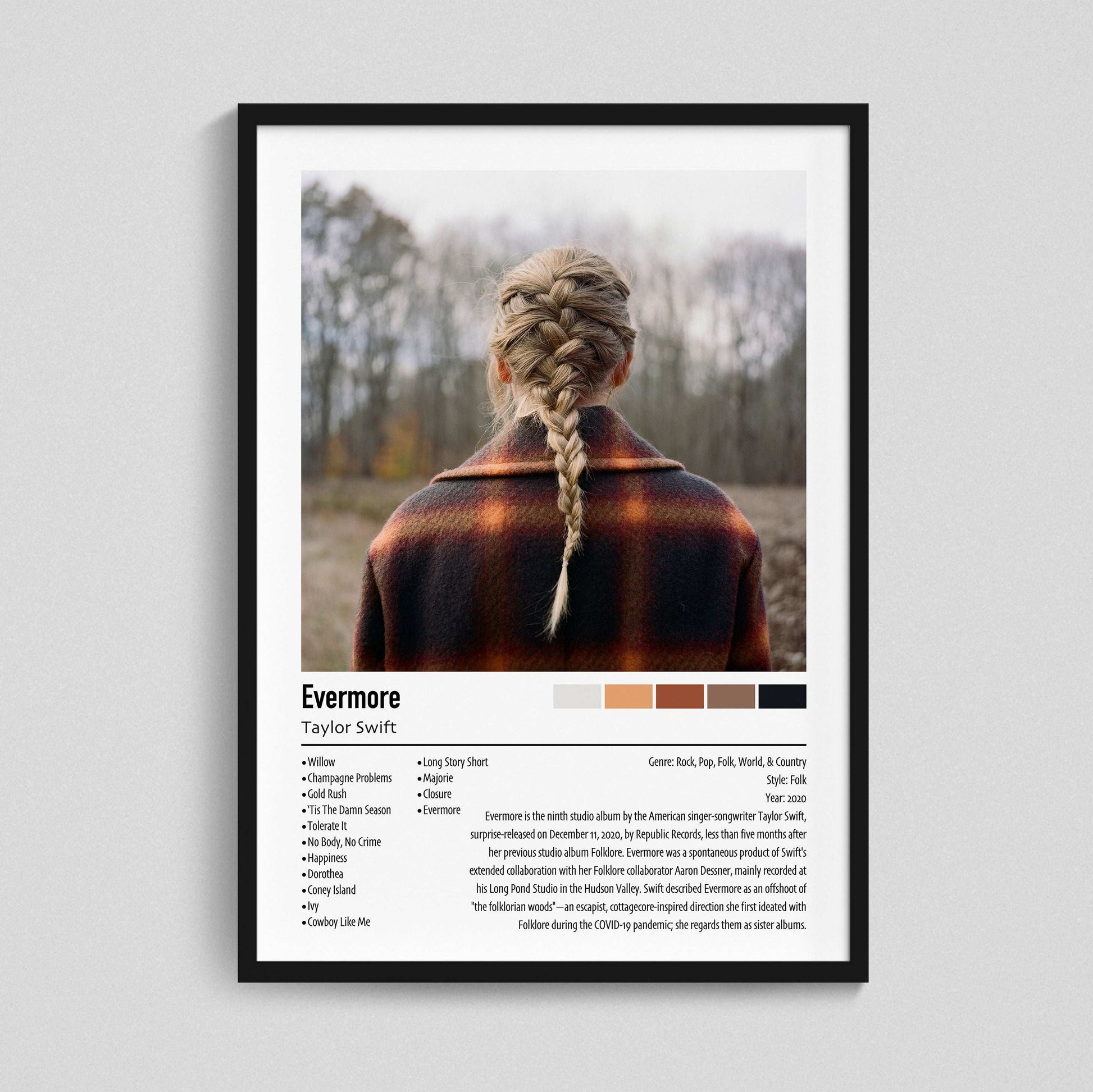 Taylor Swift | Evermore | Custom Album Cover Poster Print