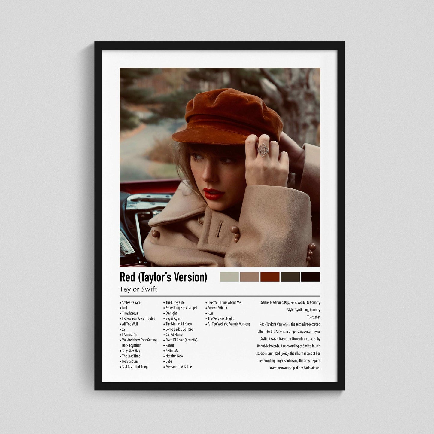 Taylor Swift | Red (Taylor's Version) | Custom Album Cover Poster Print
