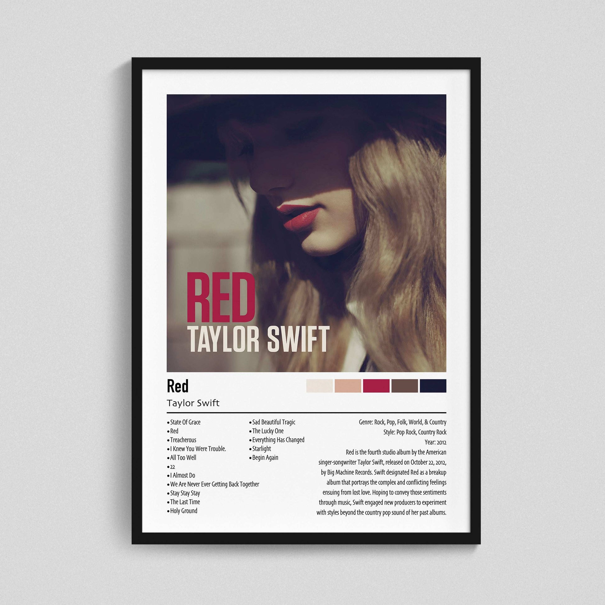 Taylor Swift | Red | Custom Album Cover Poster Print