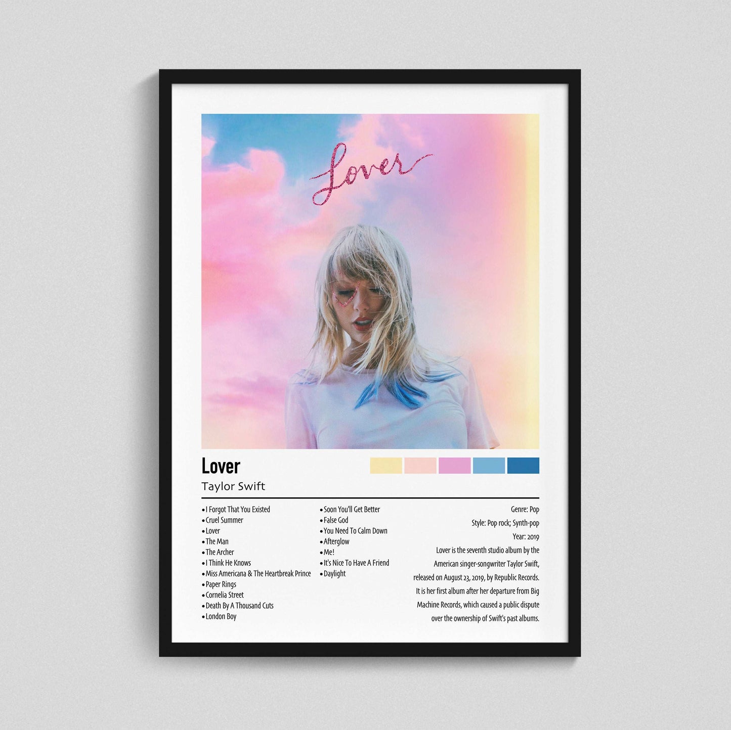 Taylor Swift | Lover | Custom Album Cover Poster Print