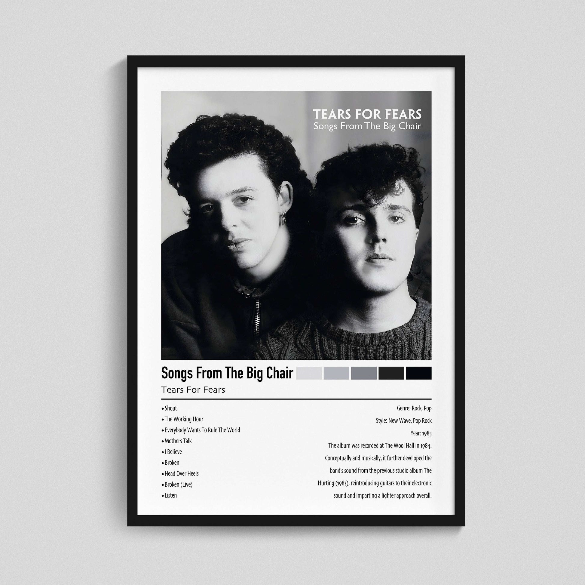 Tears For Fears | Songs From The Big Chair | Custom Album Cover Poster Print
