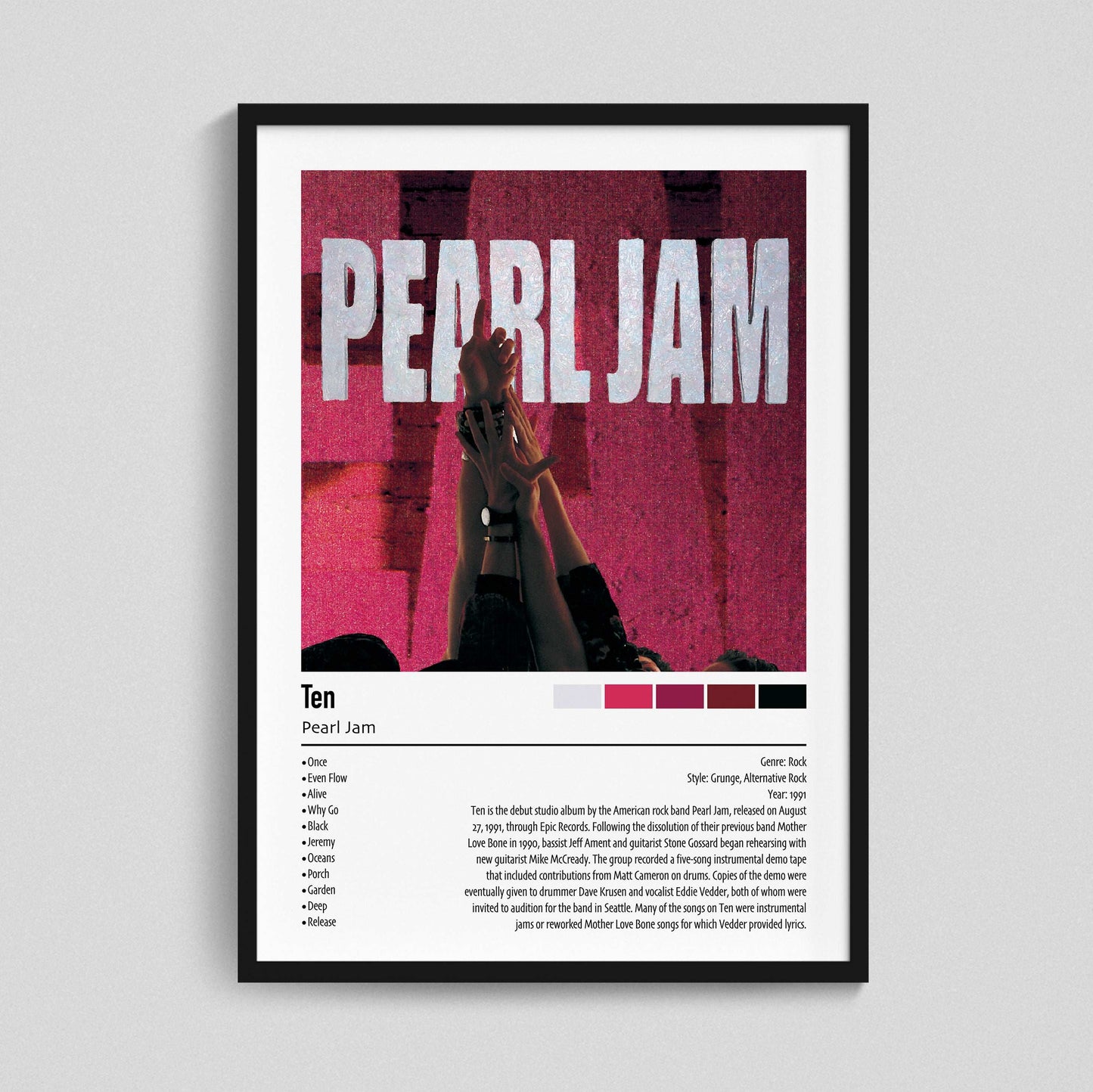 Pearl Jam | Ten | Custom Album Cover Poster Print