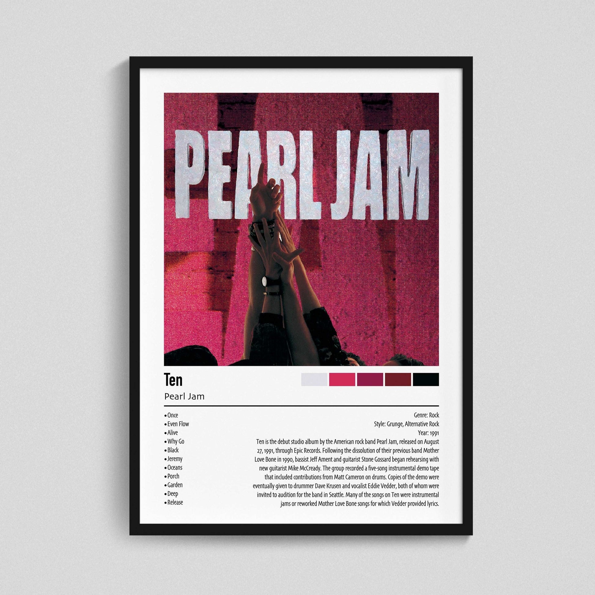 Pearl Jam | Ten | Custom Album Cover Poster Print