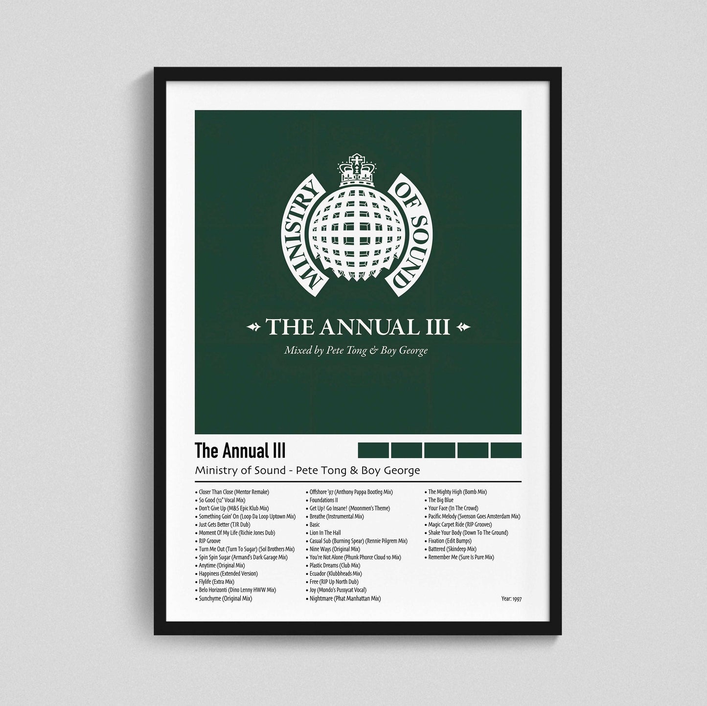 Ministry of Sound - Pete Tong & Boy George The Annual III | Custom Album Cover Poster Print