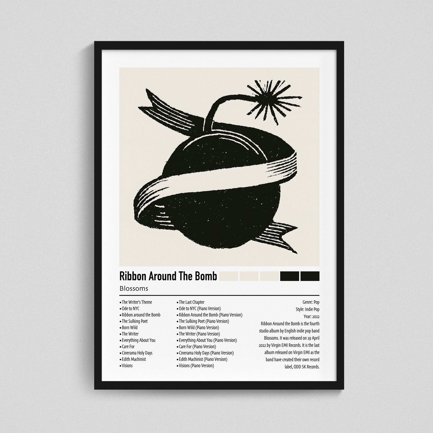 Blossoms | Ribbon Around The Bomb | Custom Album Cover Poster Print