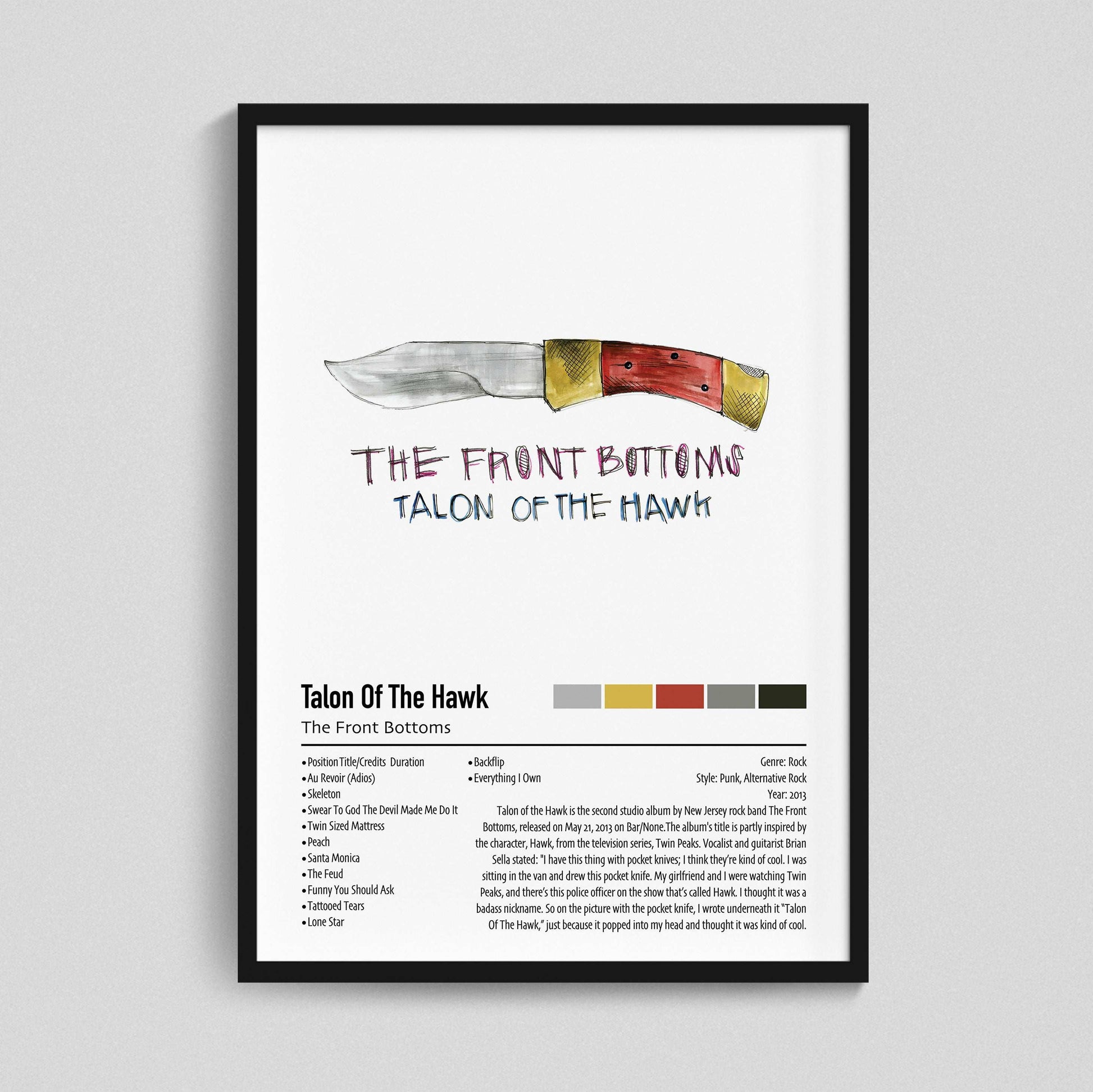 The Front Bottoms | Talon Of The Hawk | Custom Album Cover Poster Print