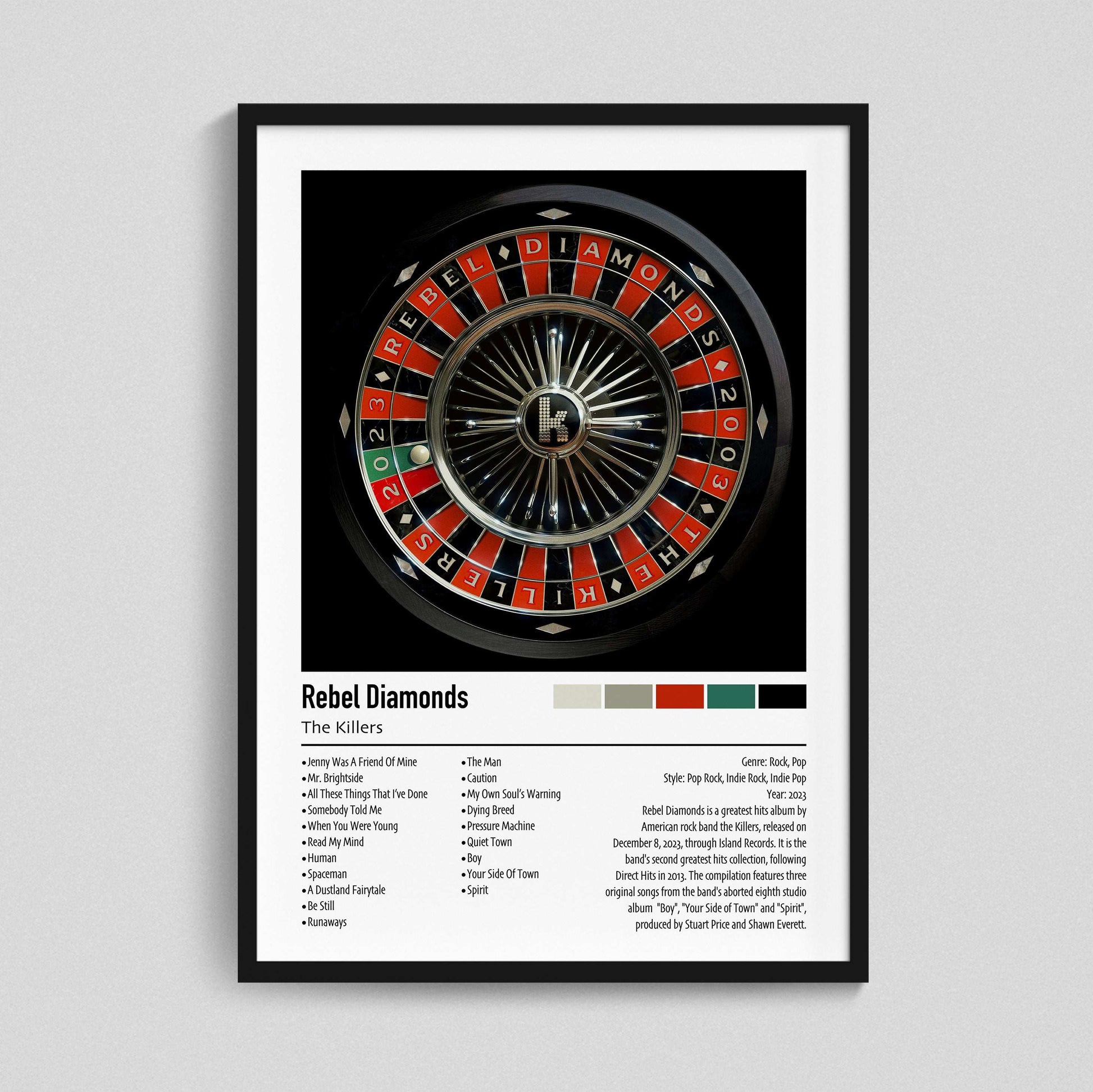 The Killers | Rebel Diamonds | Custom Album Cover Poster Print