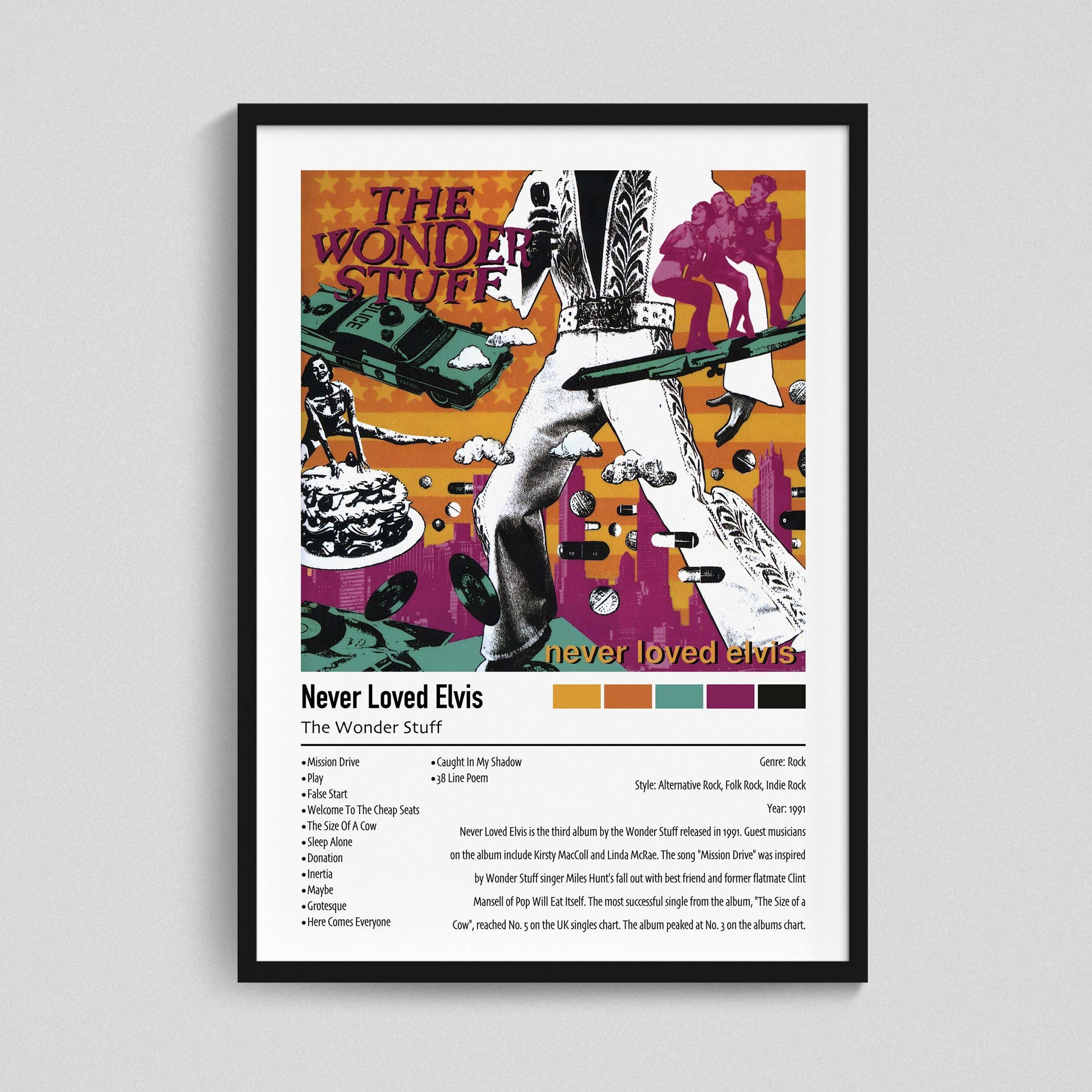 The Wonder Stuff | Never Loved Elvis | Custom Album Cover Poster Print