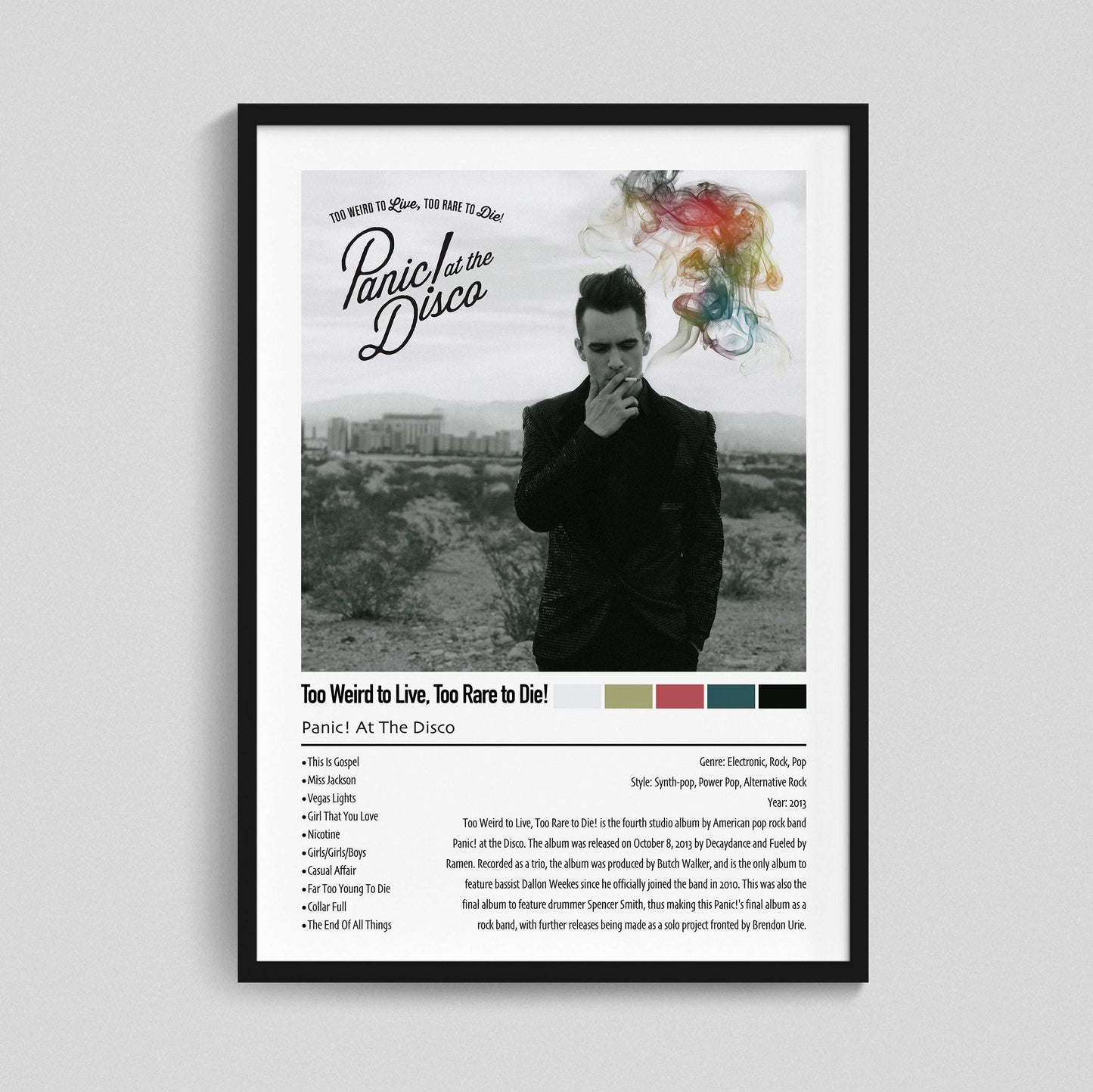 Panic! At The Disco | Too Weird to Live, Too Rare to Die! | Custom Album Cover Poster Print