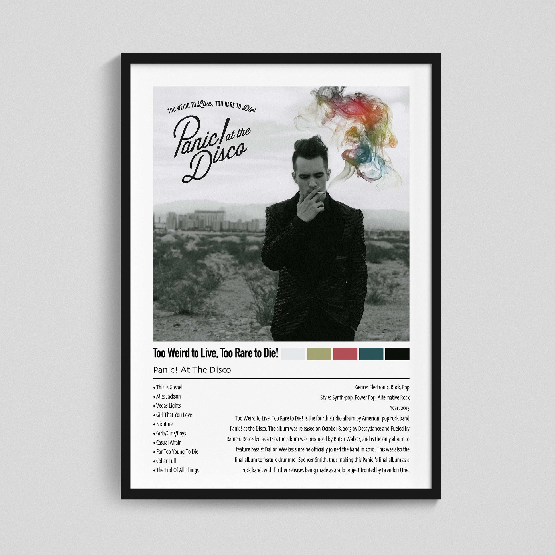 Panic! At The Disco | Too Weird to Live, Too Rare to Die! | Custom Album Cover Poster Print