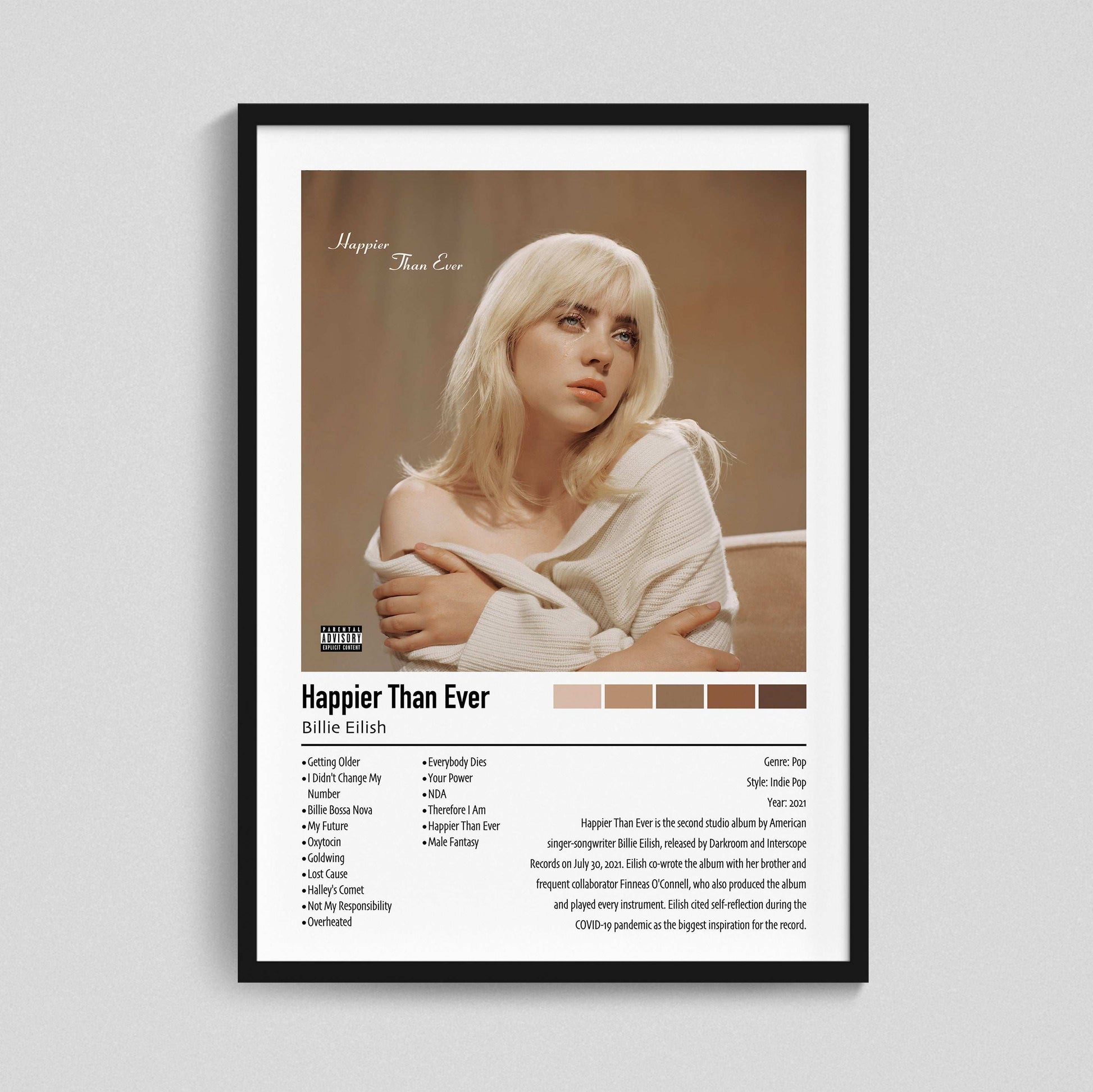Billie Eilish | Happier Than Ever | Custom Album Cover Poster Print