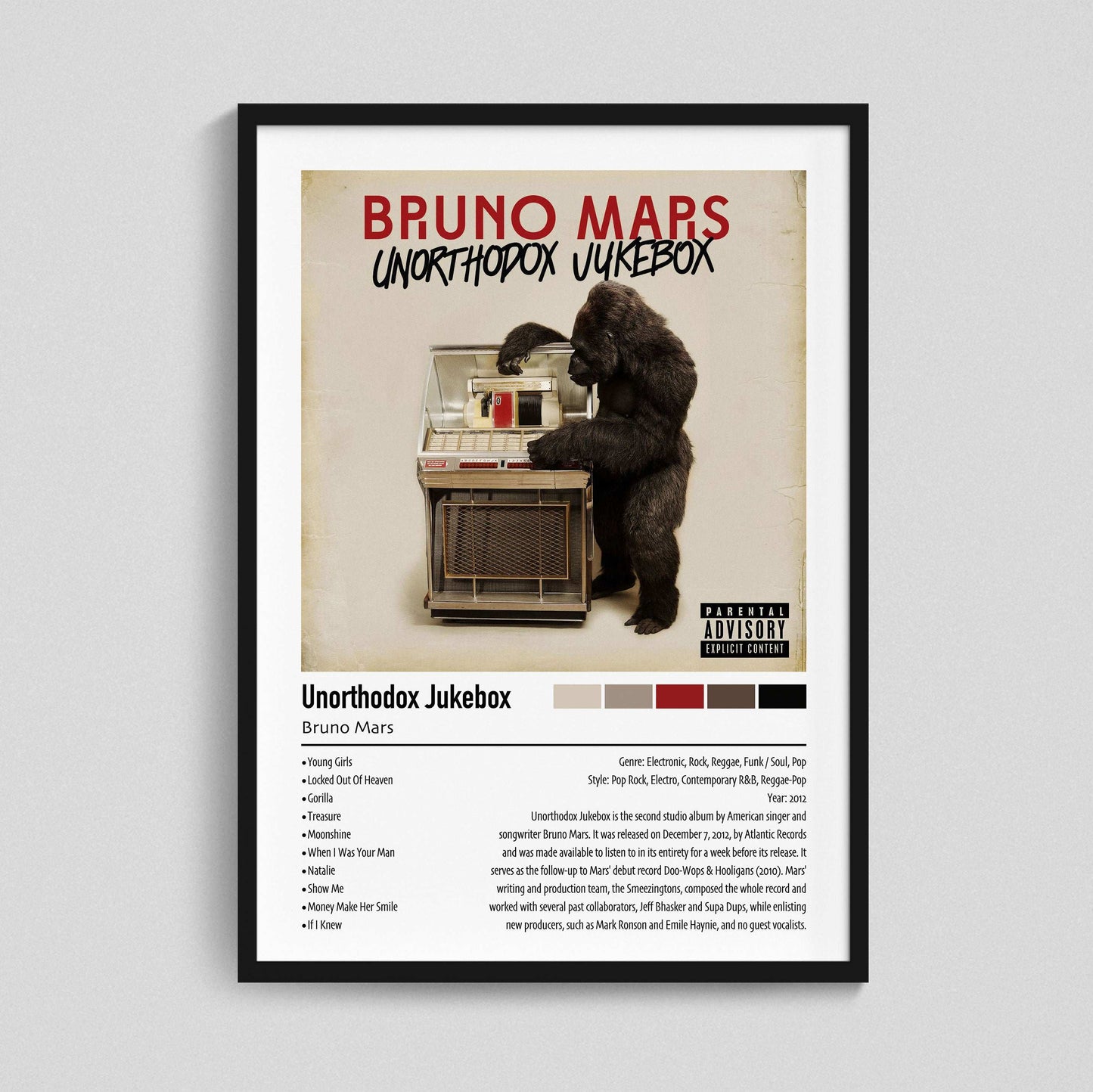 Bruno Mars | Unorthodox Jukebox | Custom Album Cover Poster Print