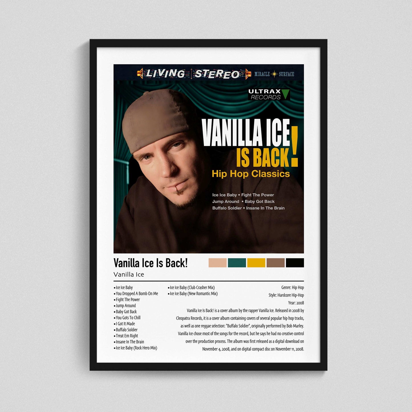 Vanilla Ice | Vanilla Ice Is Back! | Custom Album Cover Poster Print
