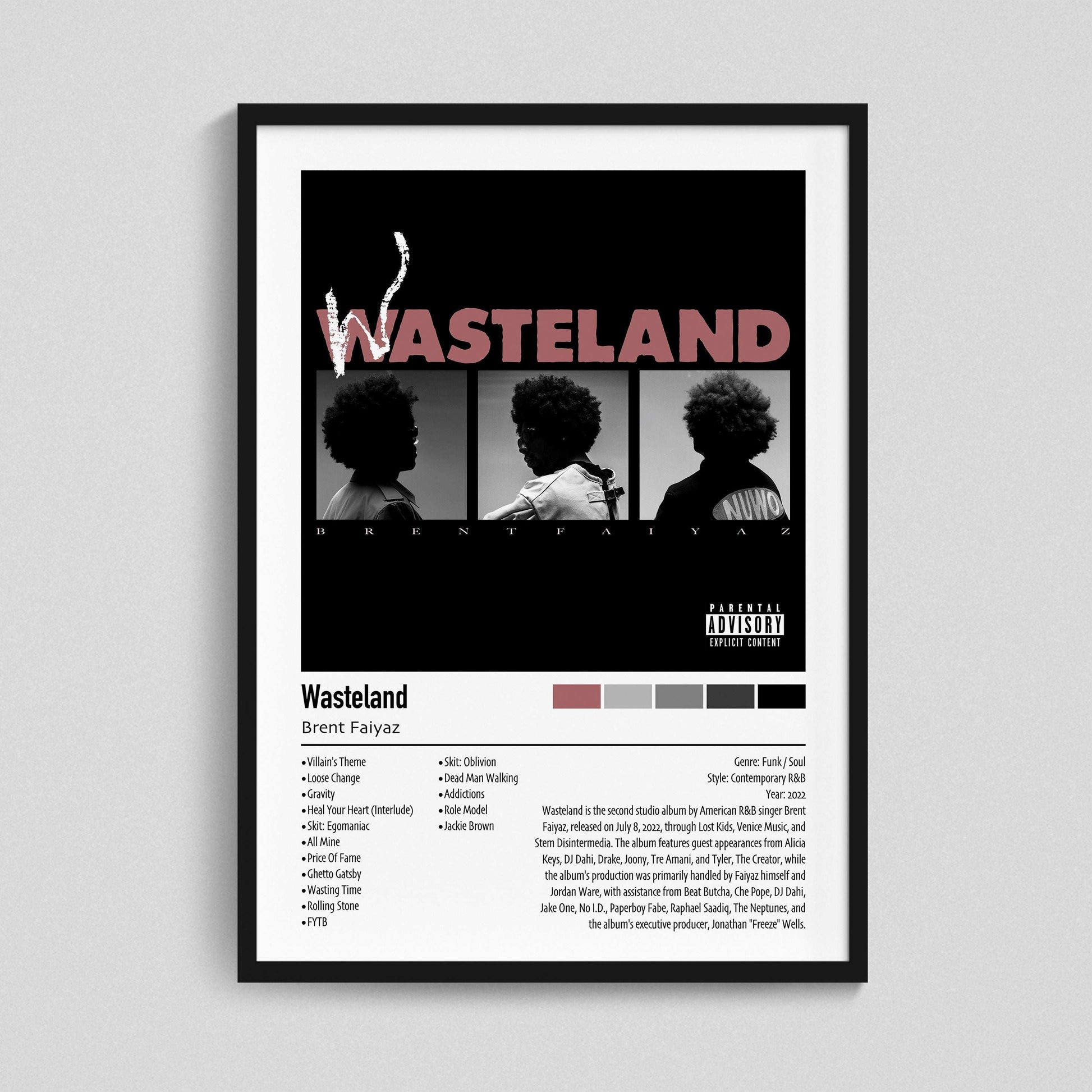 Brent Faiyaz | Wasteland | Custom Album Cover Poster Print