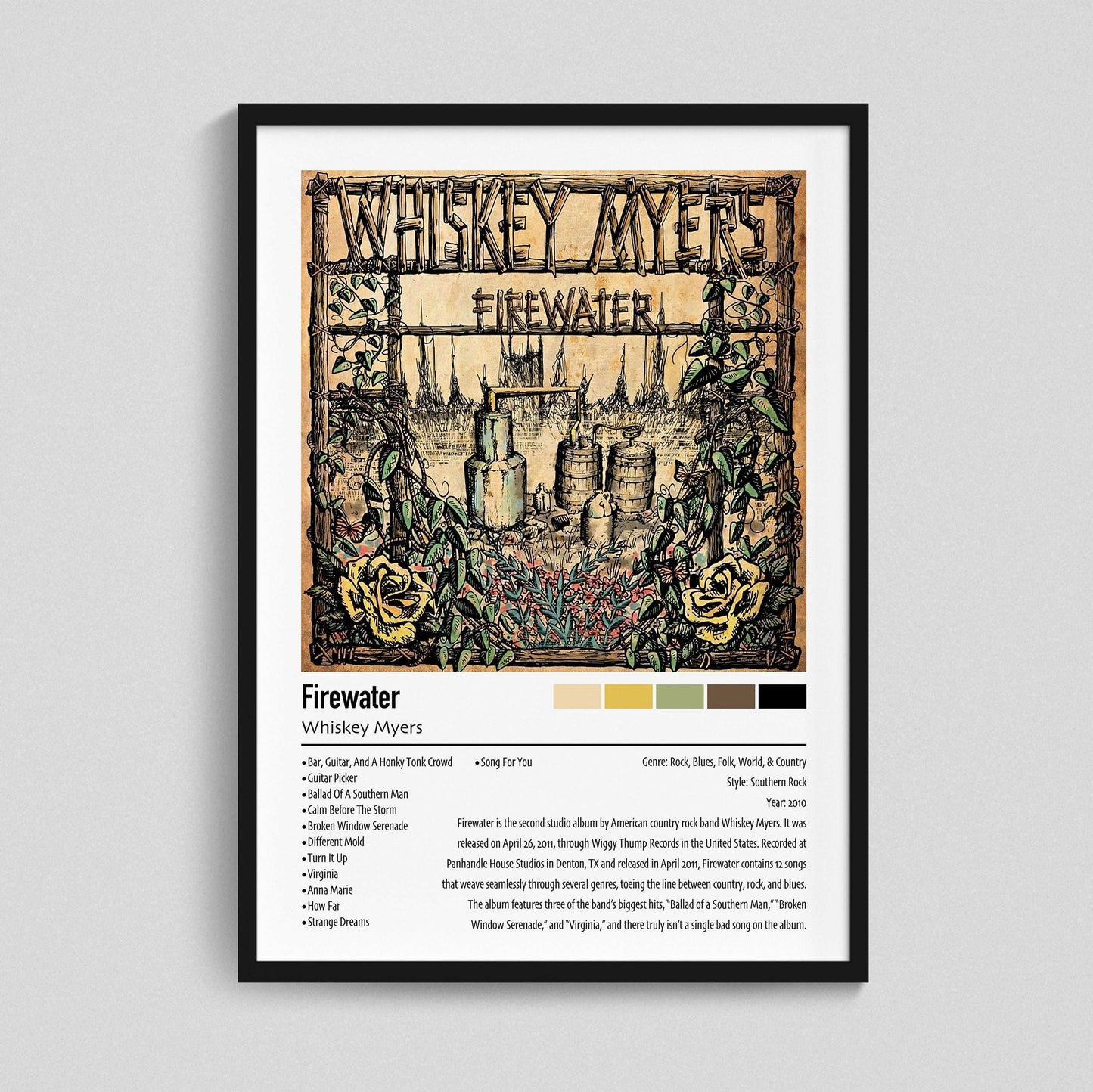Whiskey Myers | Firewater | Custom Album Cover Poster Print