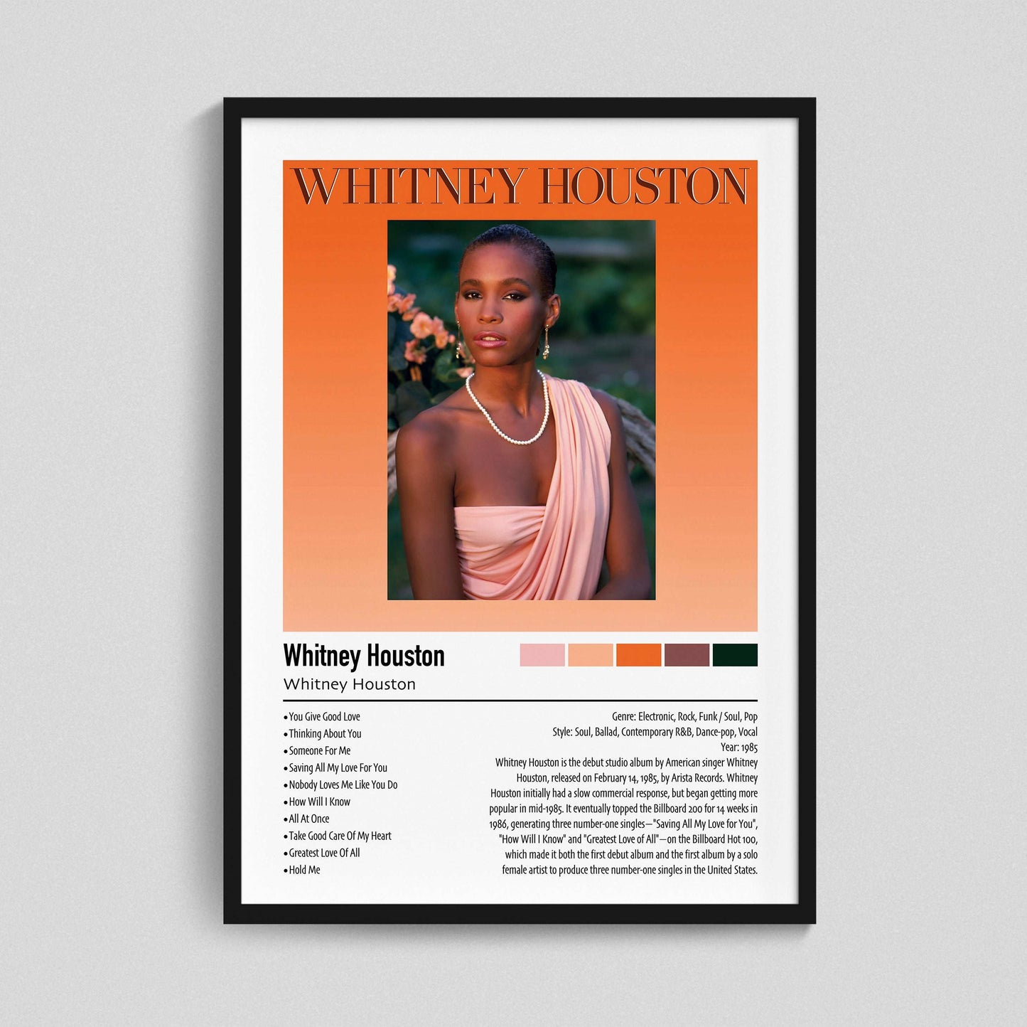 Whitney Houston | Whitney Houston | Custom Album Cover Poster Print
