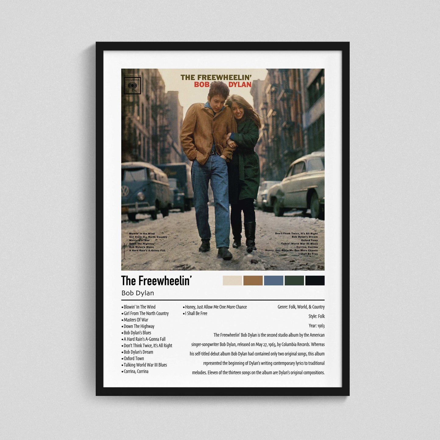 Bob Dylan | The Freewheelin' | Custom Album Cover Poster Print