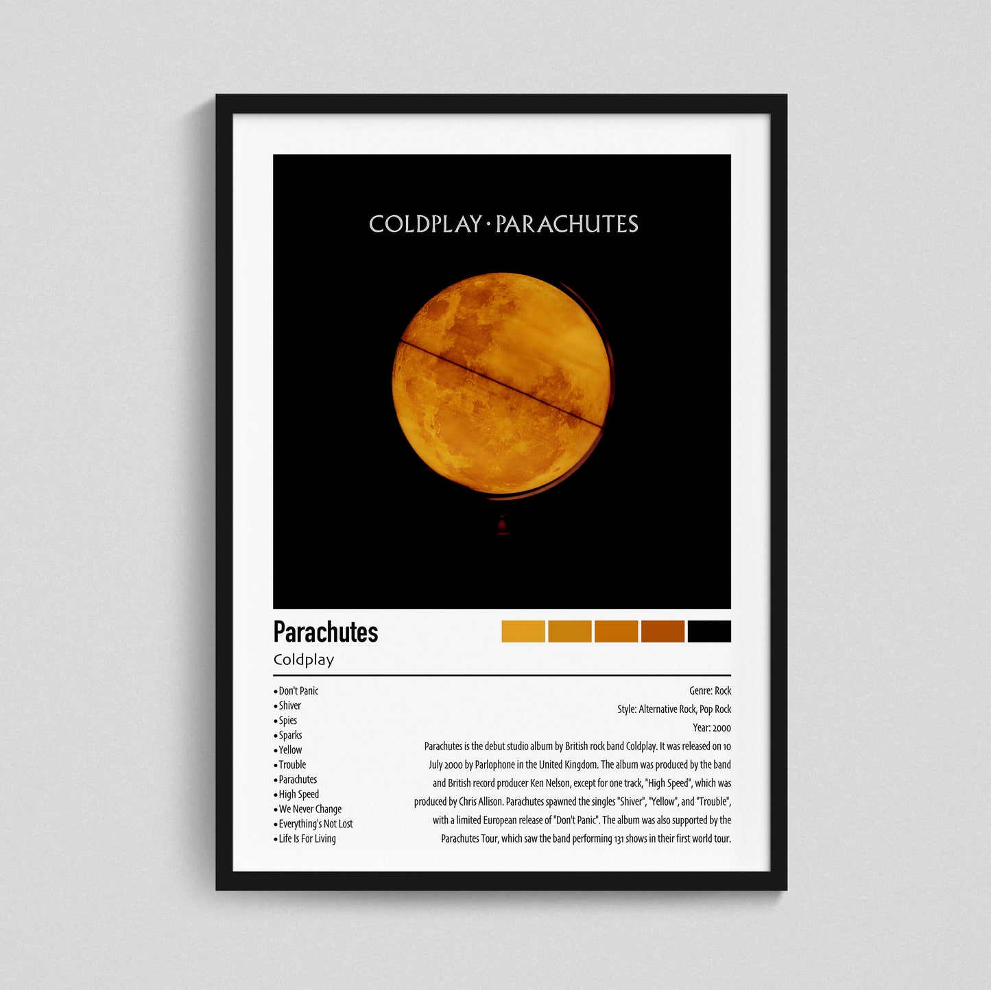 Coldplay | Parachutes | Custom Album Cover Poster Print