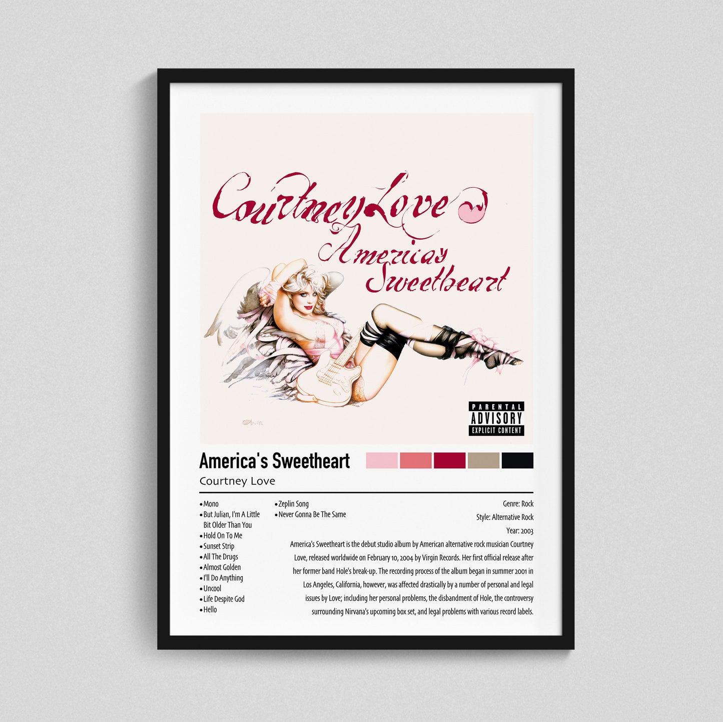Courtney Love | America's Sweetheart | Custom Album Cover Poster Print