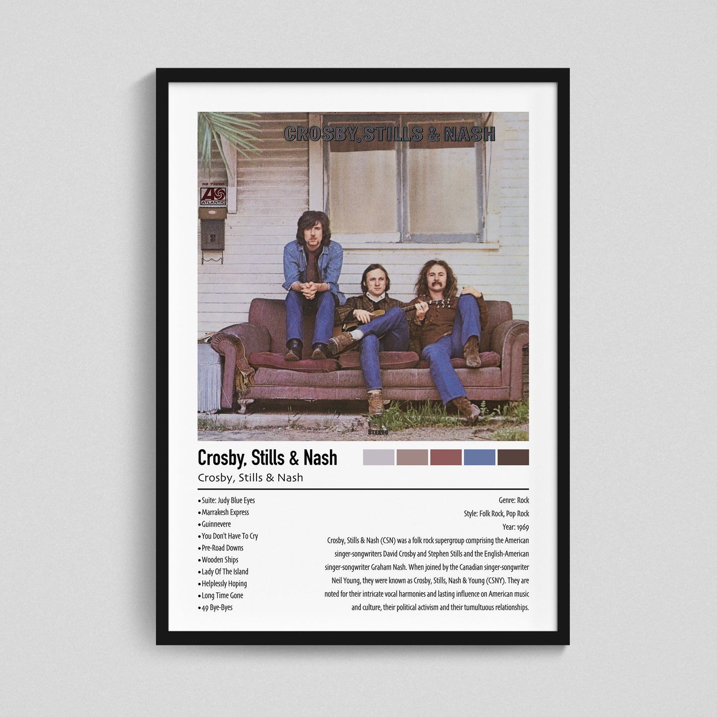 Crosby, Stills & Nash | Crosby, Stills & Nash | Custom Album Cover Poster Print