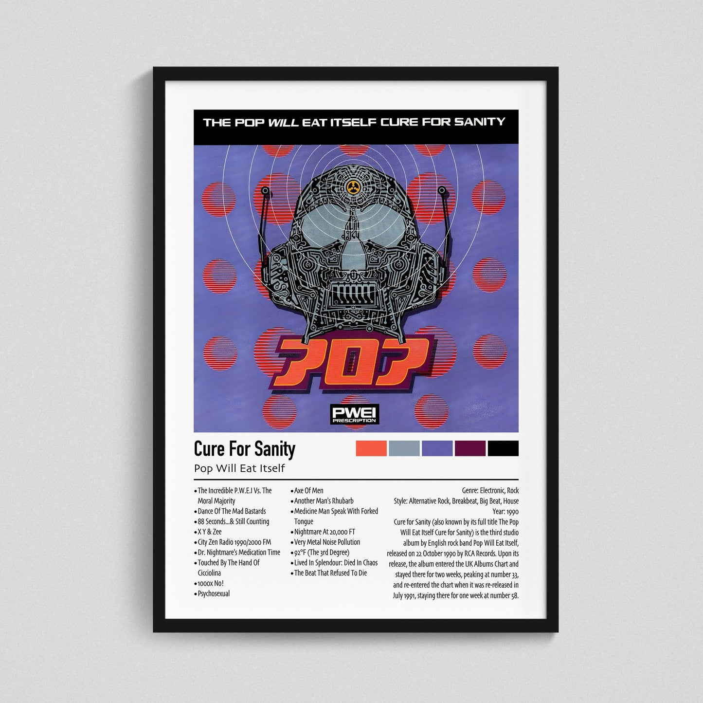Pop Will Eat Itself | Cure For Sanity | Custom Album Cover Poster Print