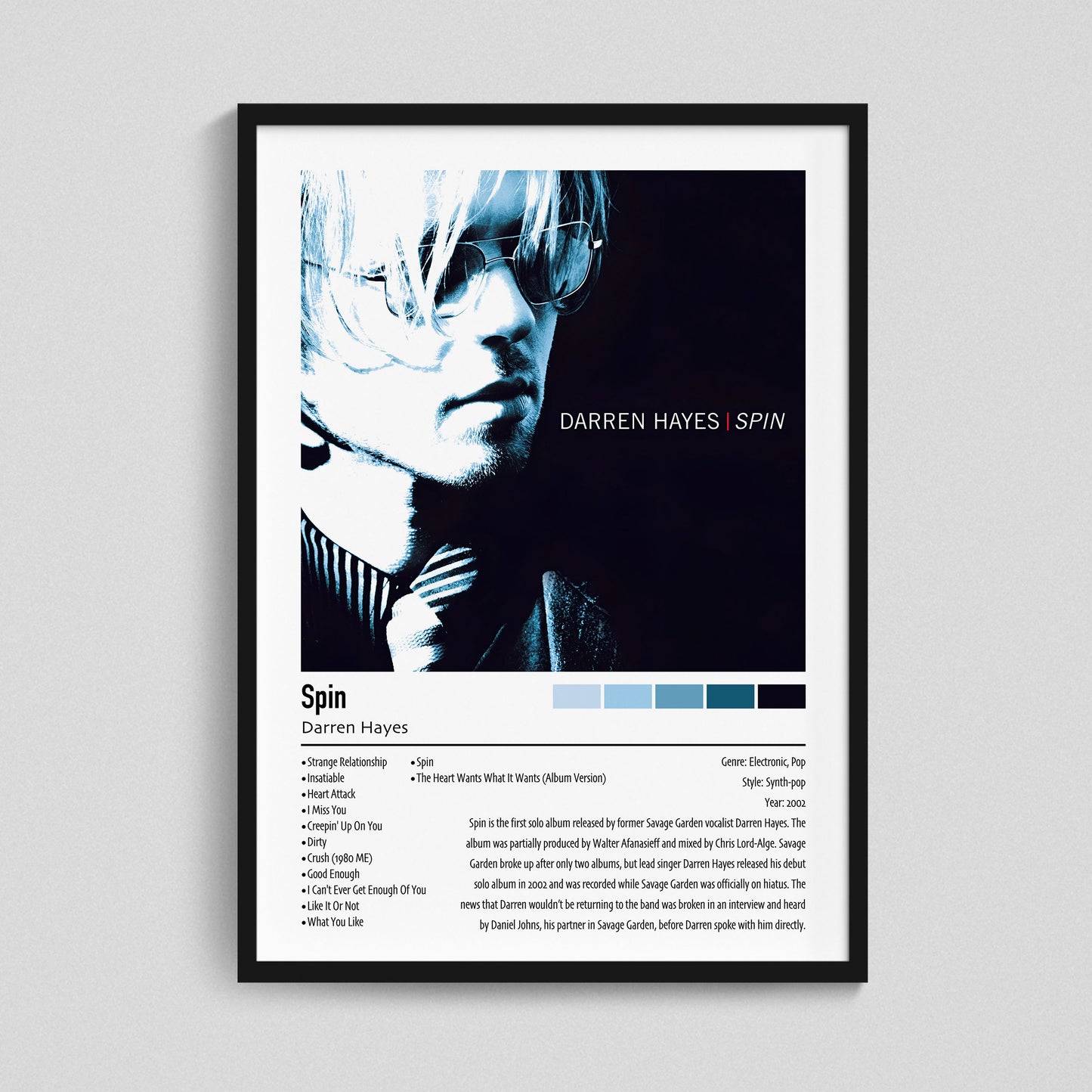 Darren Hayes | Spin | Custom Album Cover Poster Print
